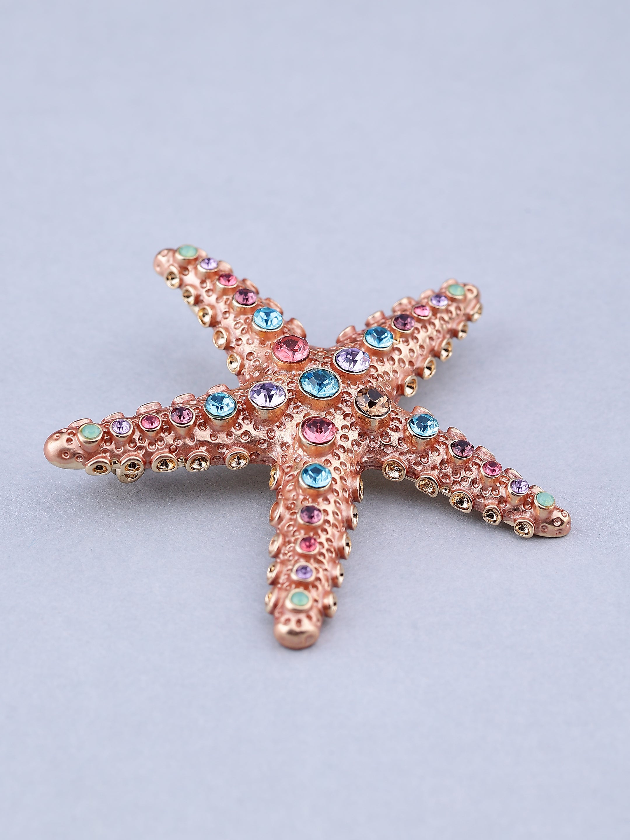 Colorful Crystal Starfish Brooch