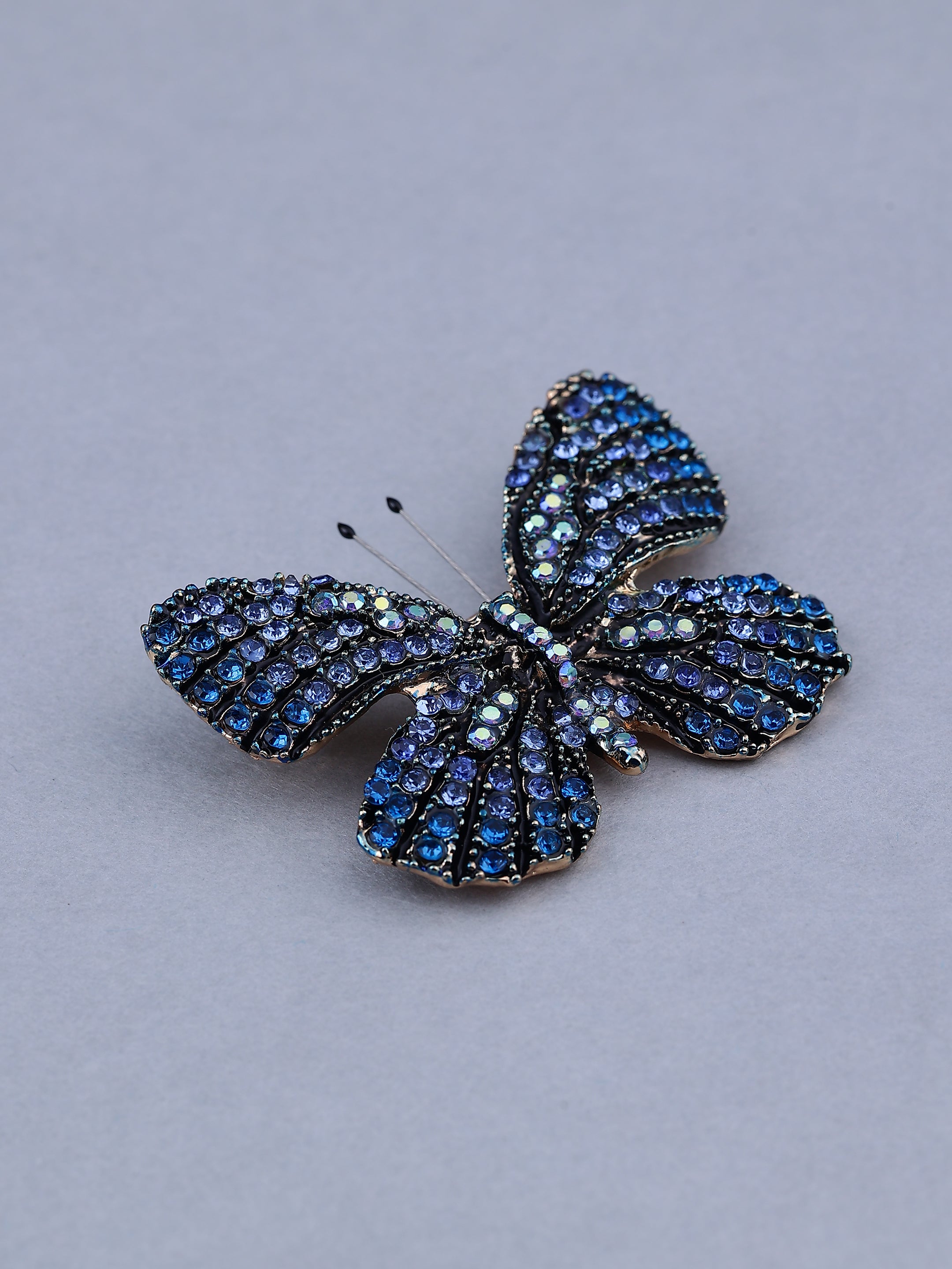 Sparkling Blue Crystal Butterfly Brooch