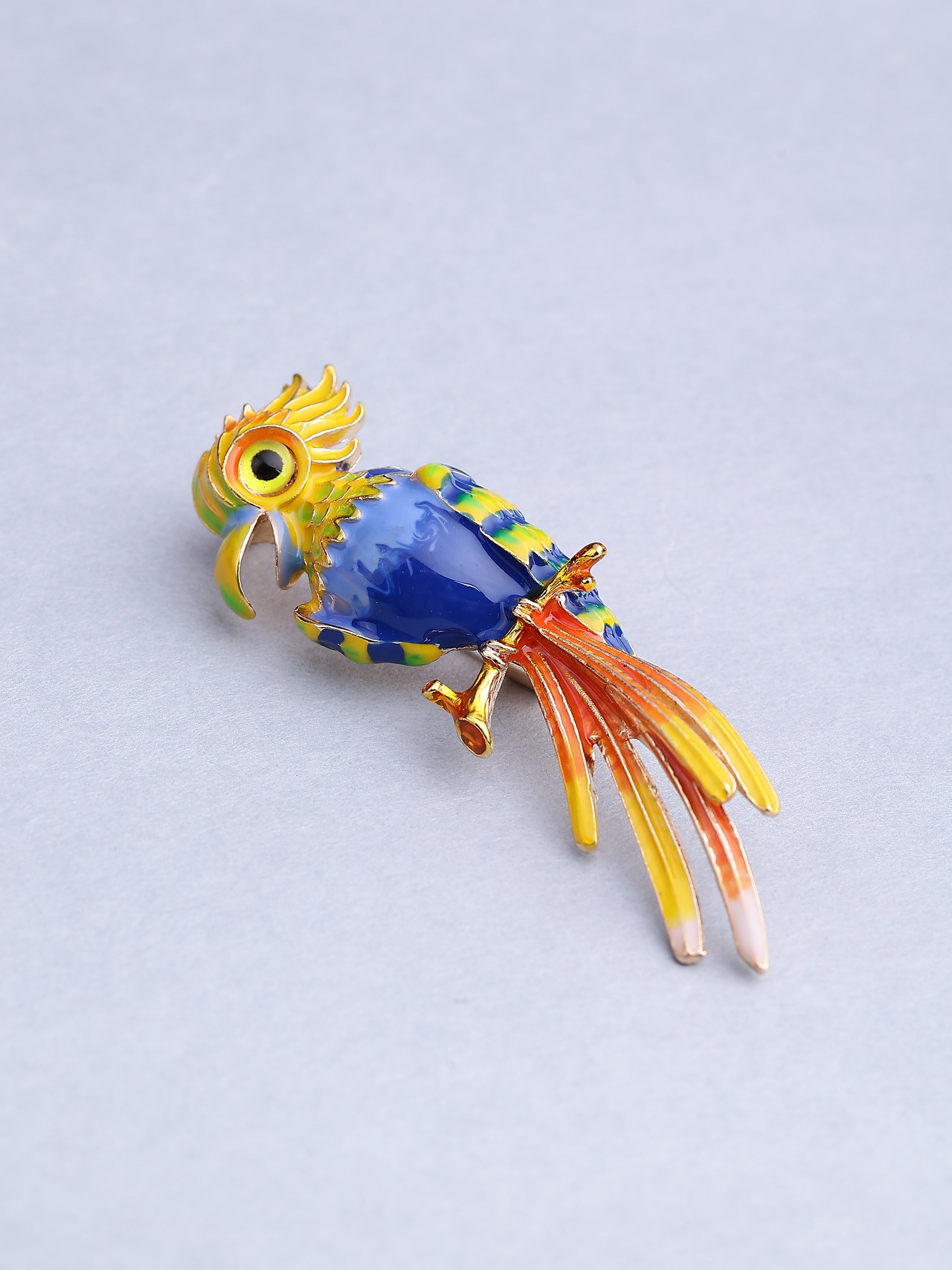 Vibrant Enamel Parrot Brooch