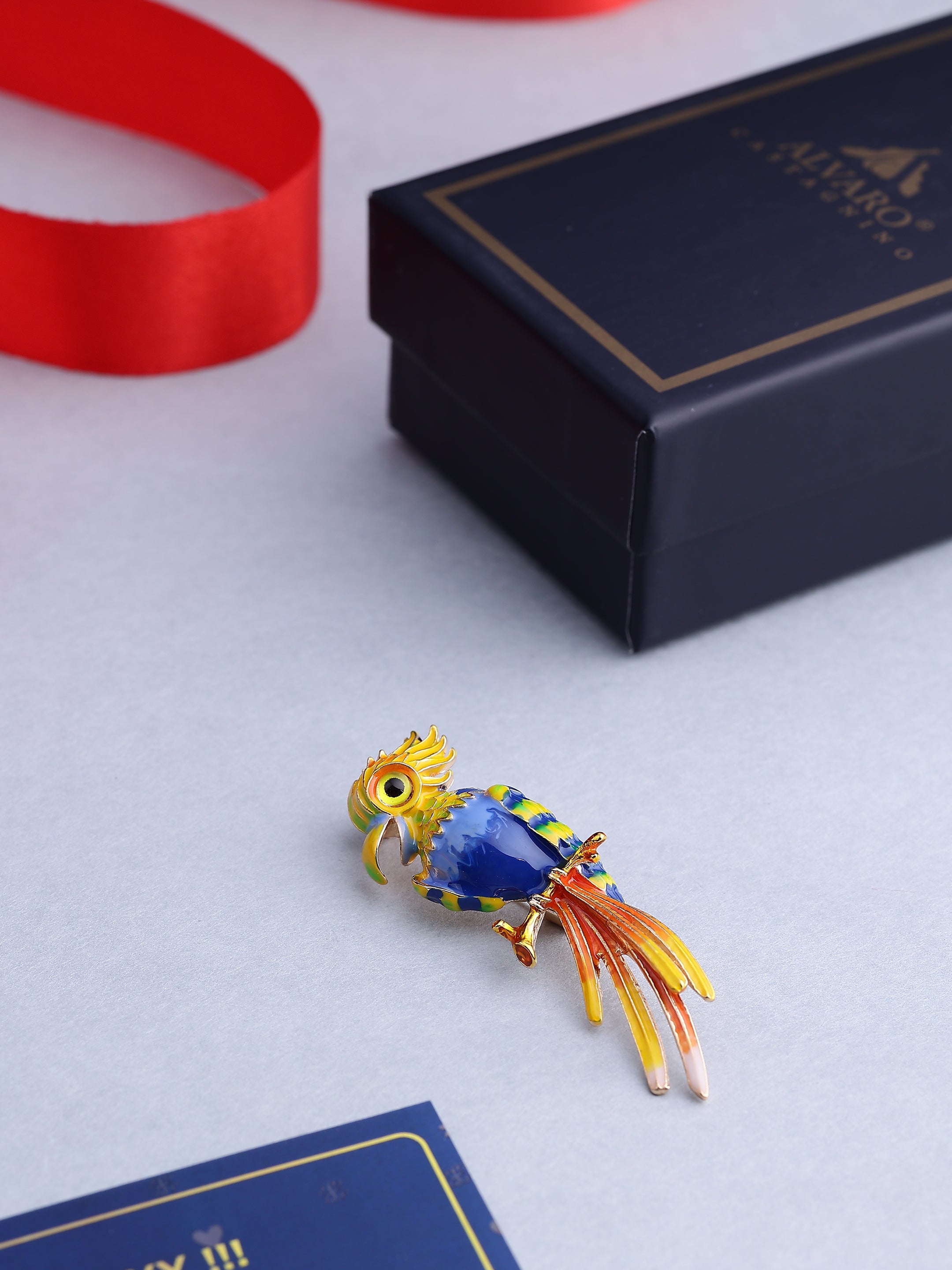 Vibrant Enamel Parrot Brooch