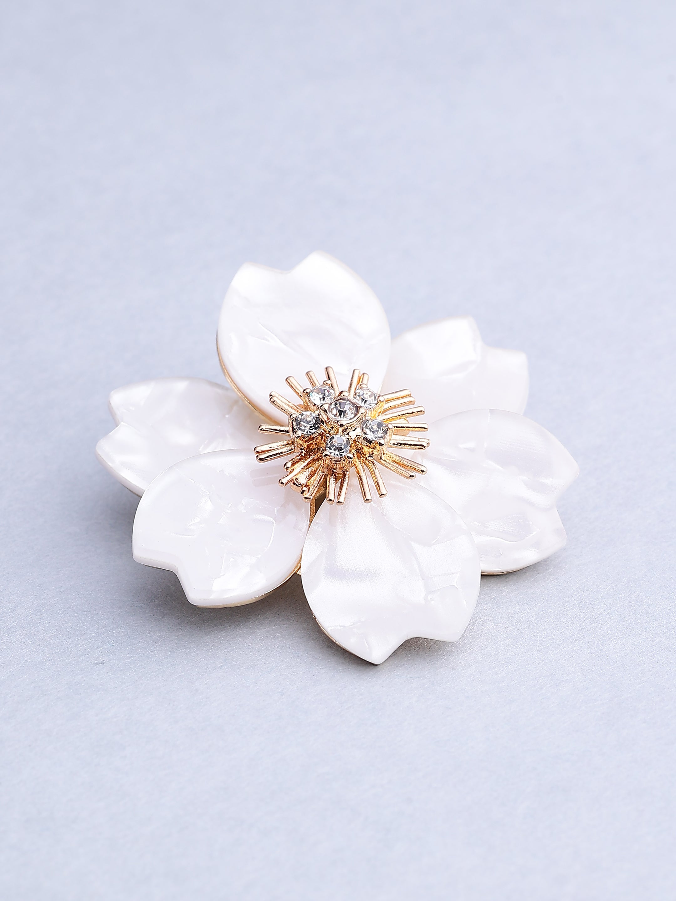 Pearlized Cherry Blossom Flower Brooch