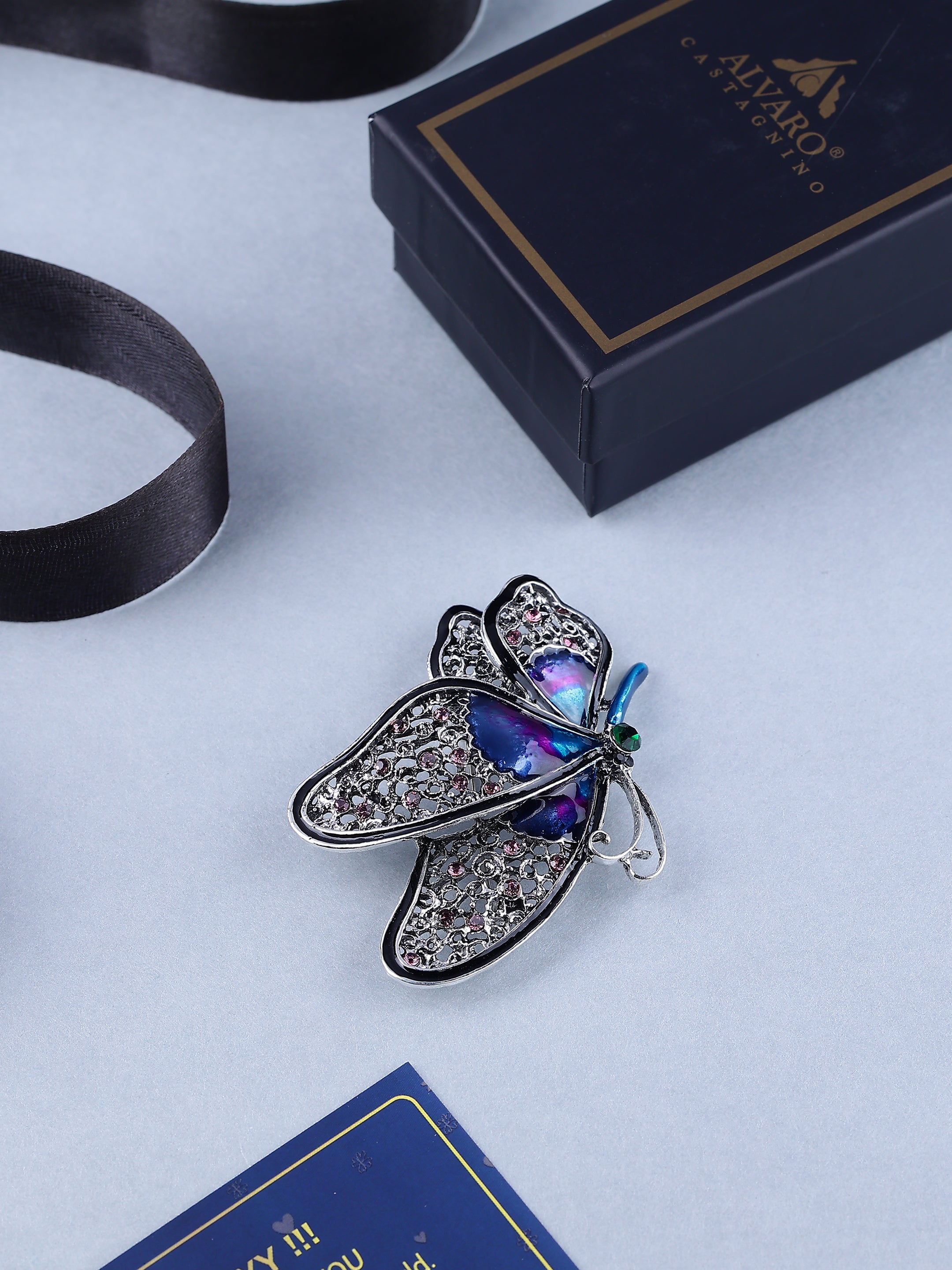 Vintage-Inspired Filigree Butterfly Brooch