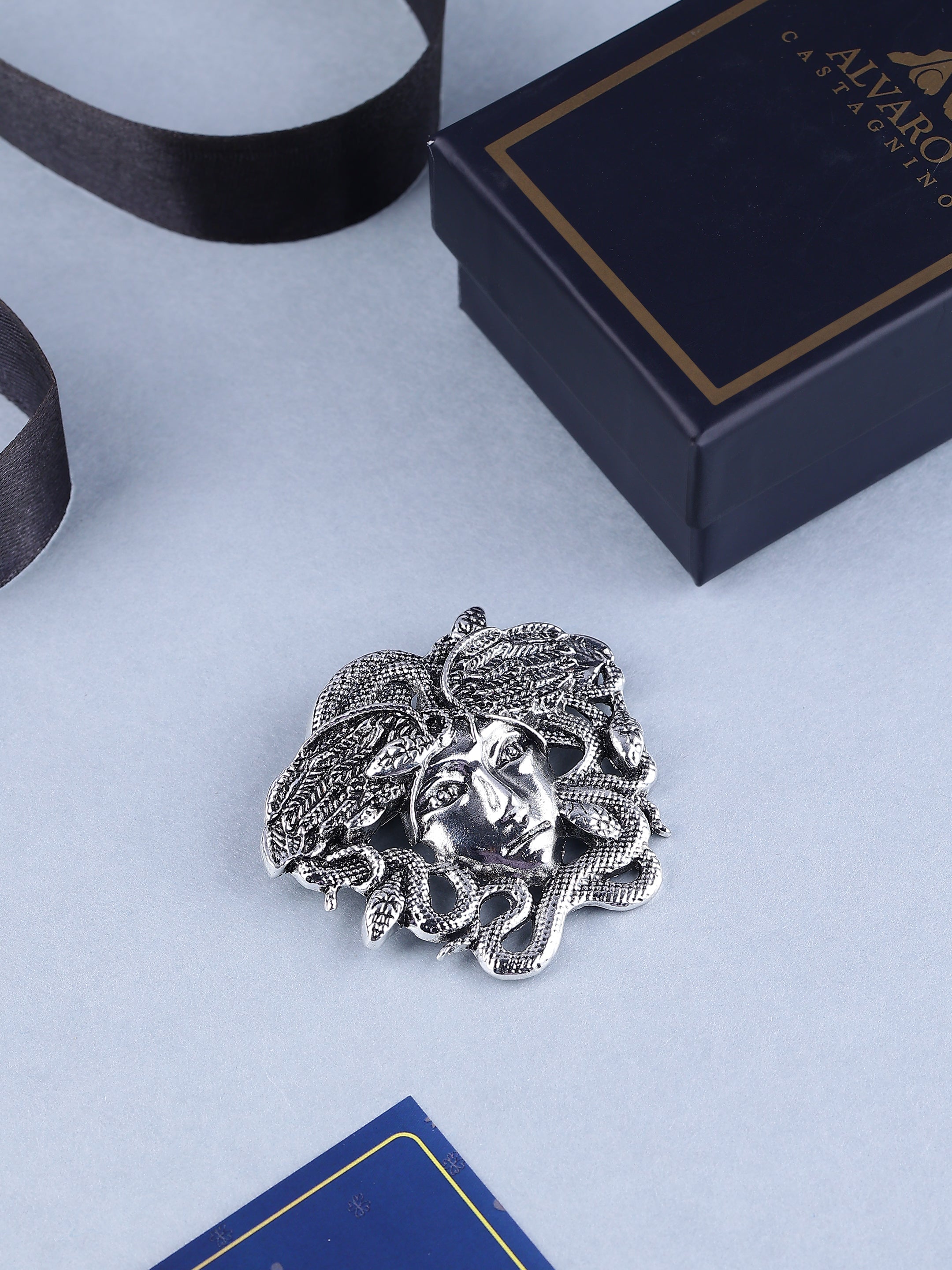 Antique Silver Medusa Brooch
