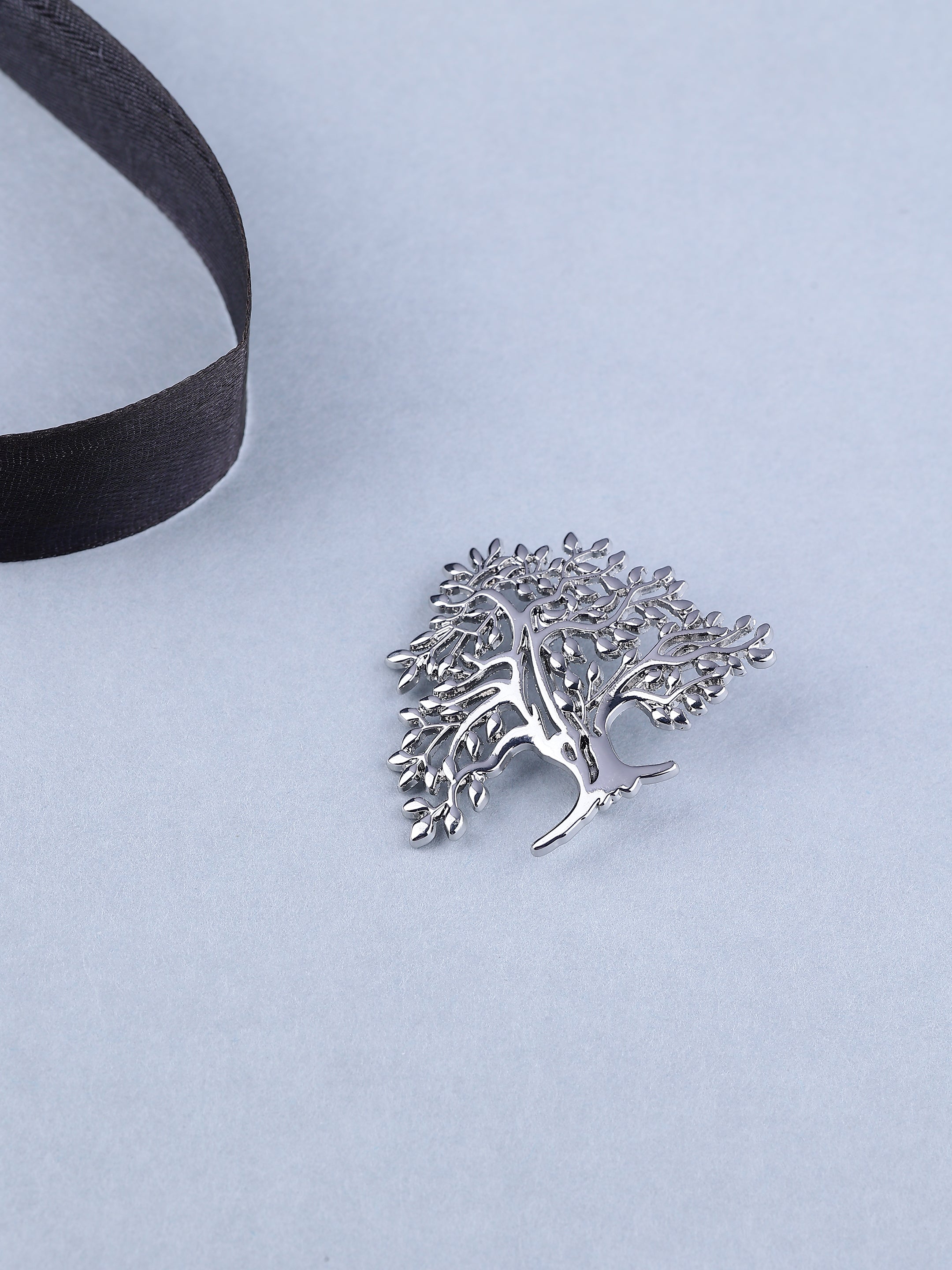 Silver-Toned Tree of Life Brooch