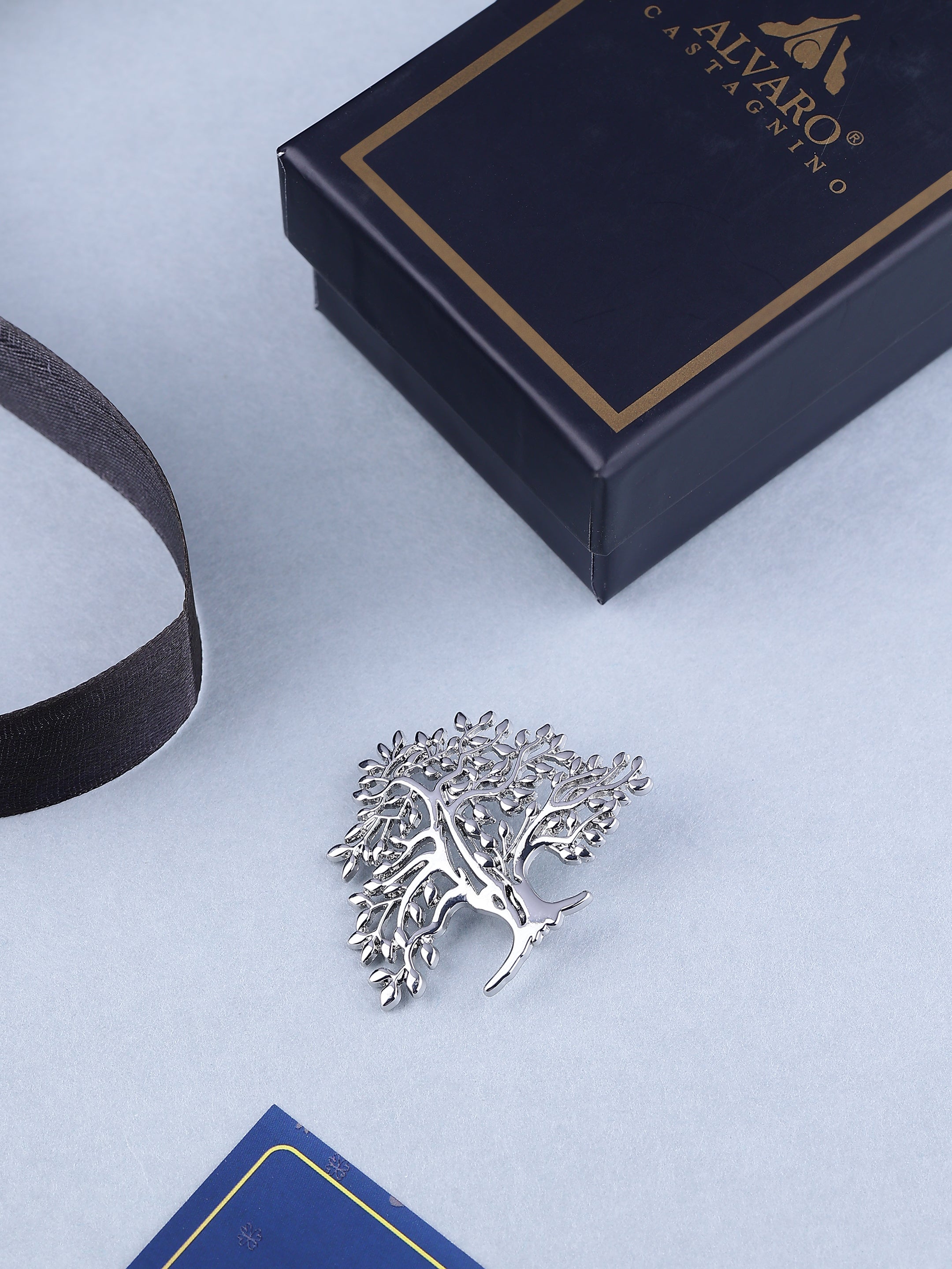 Silver-Toned Tree of Life Brooch