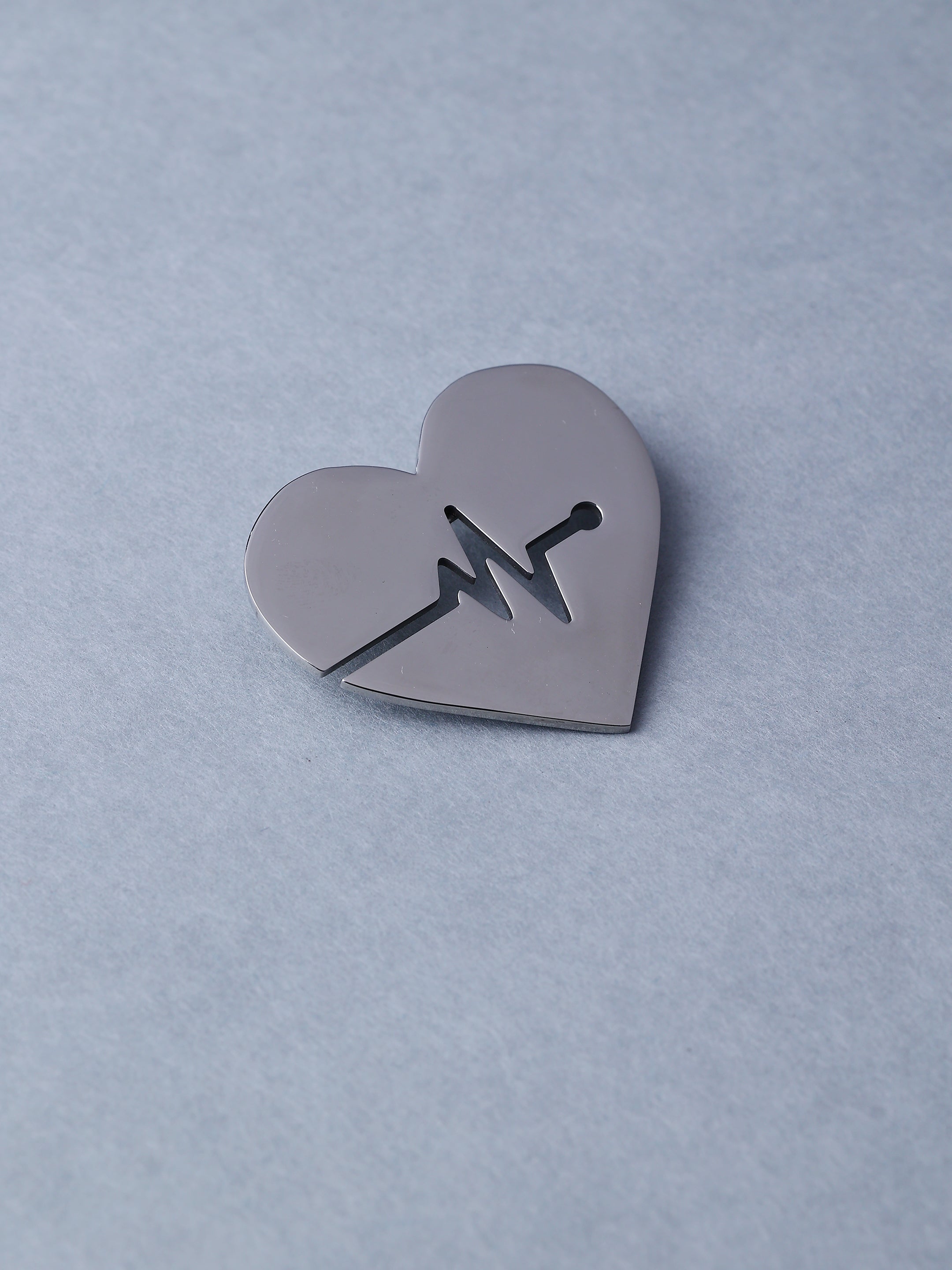 Silver-Toned Heartbeat Brooch