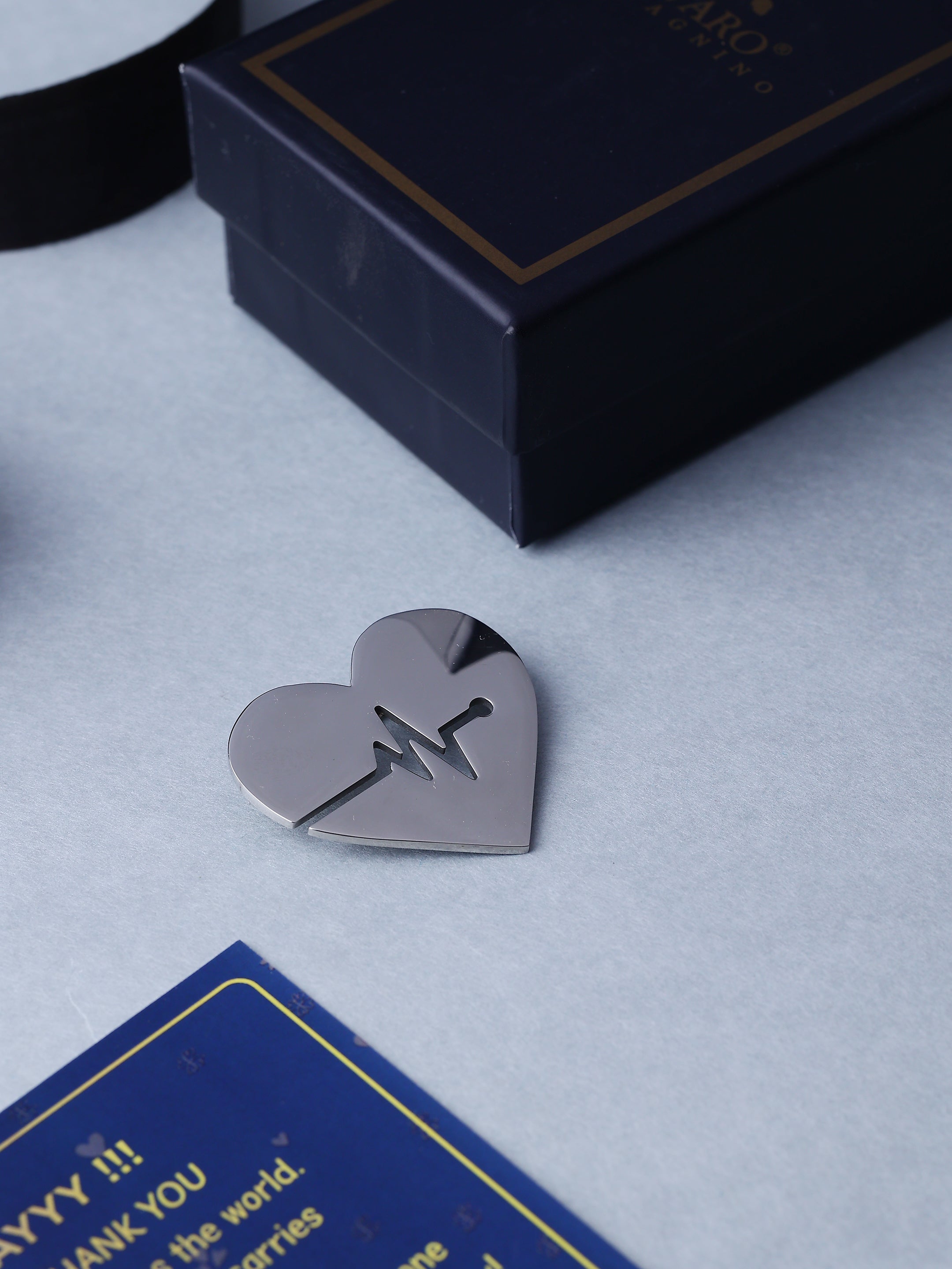 Silver-Toned Heartbeat Brooch