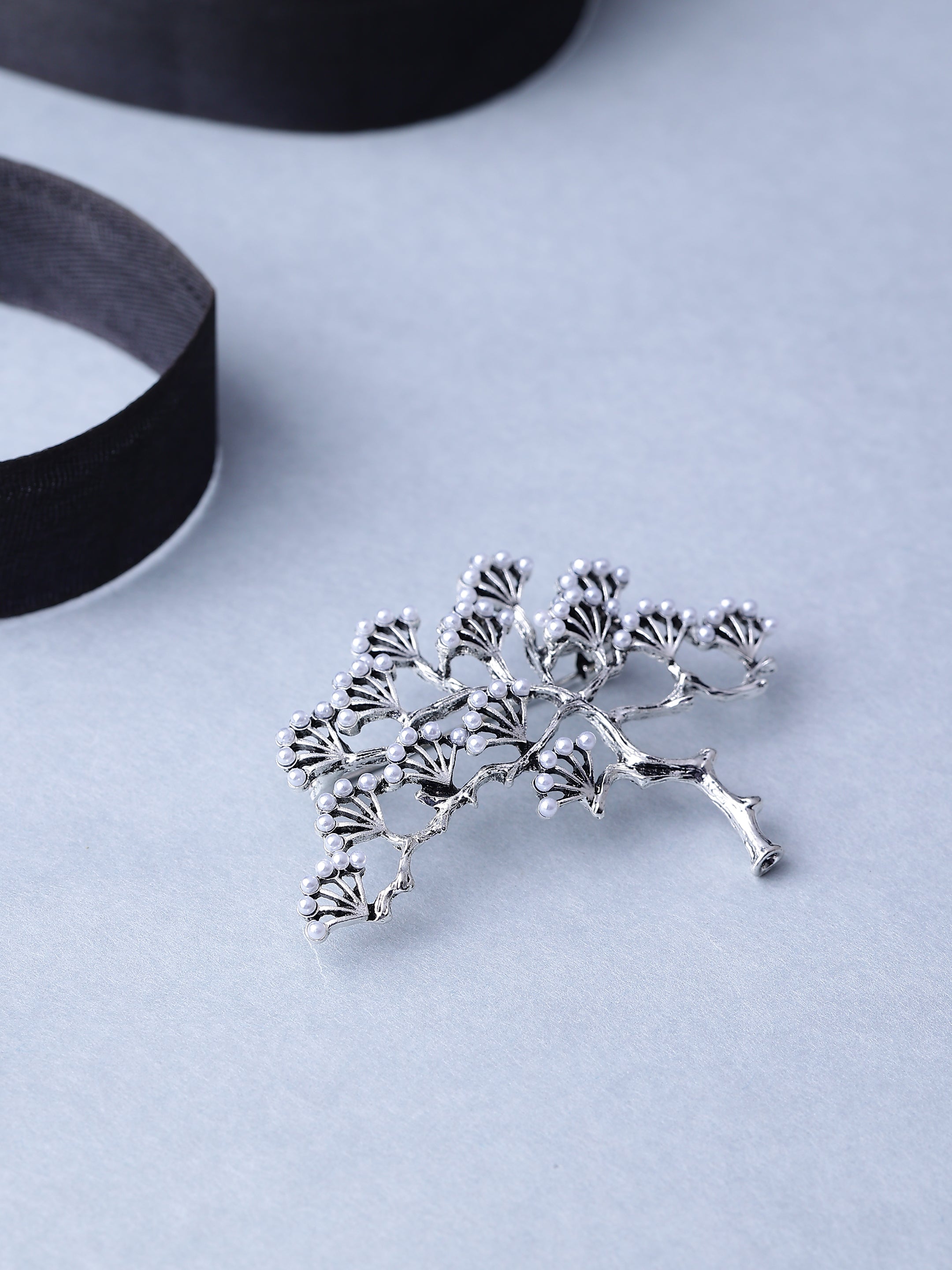 Silver Bonsai Pine Tree Brooch