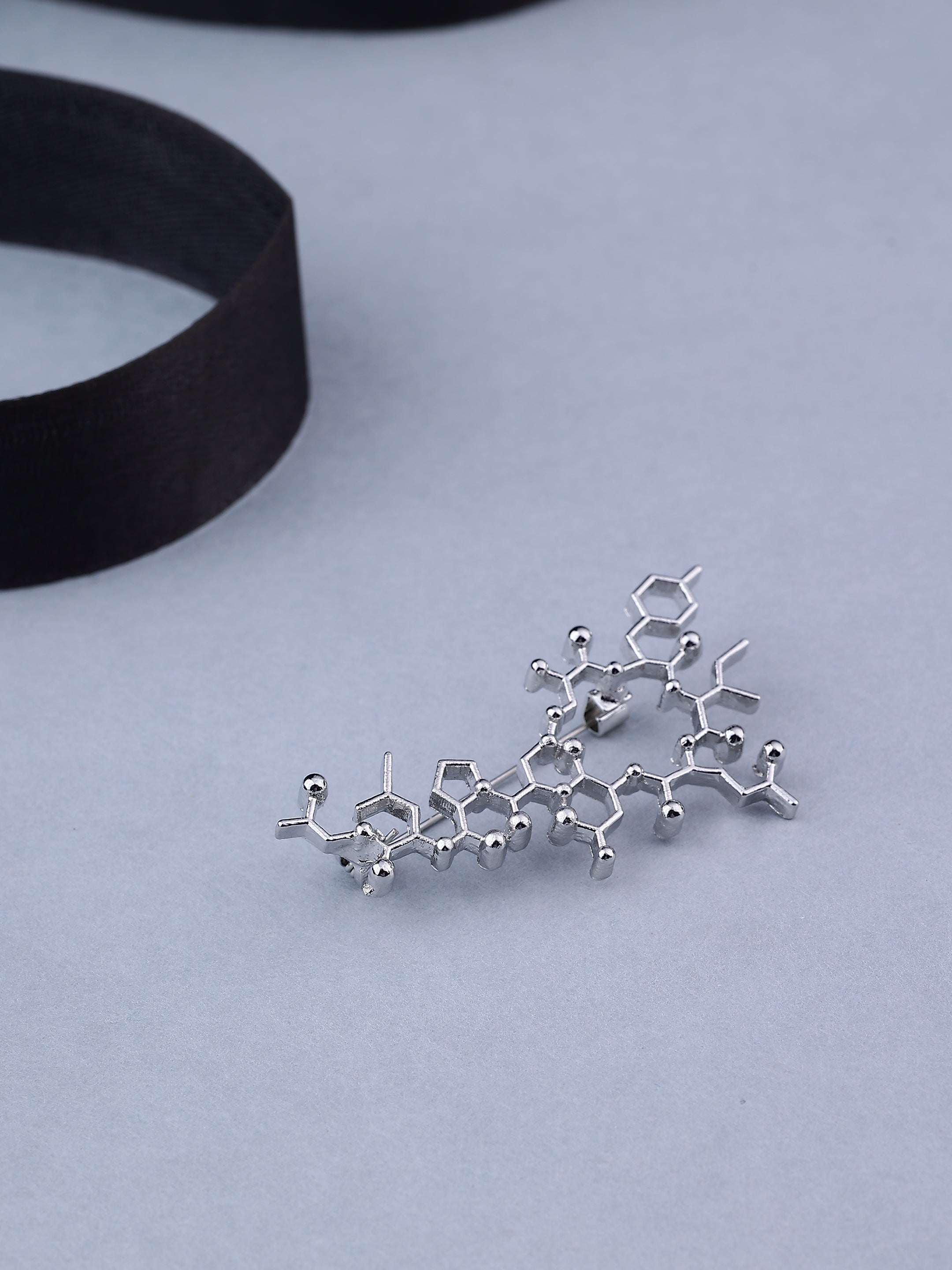 Silver-Toned Chemical Molecule Brooch