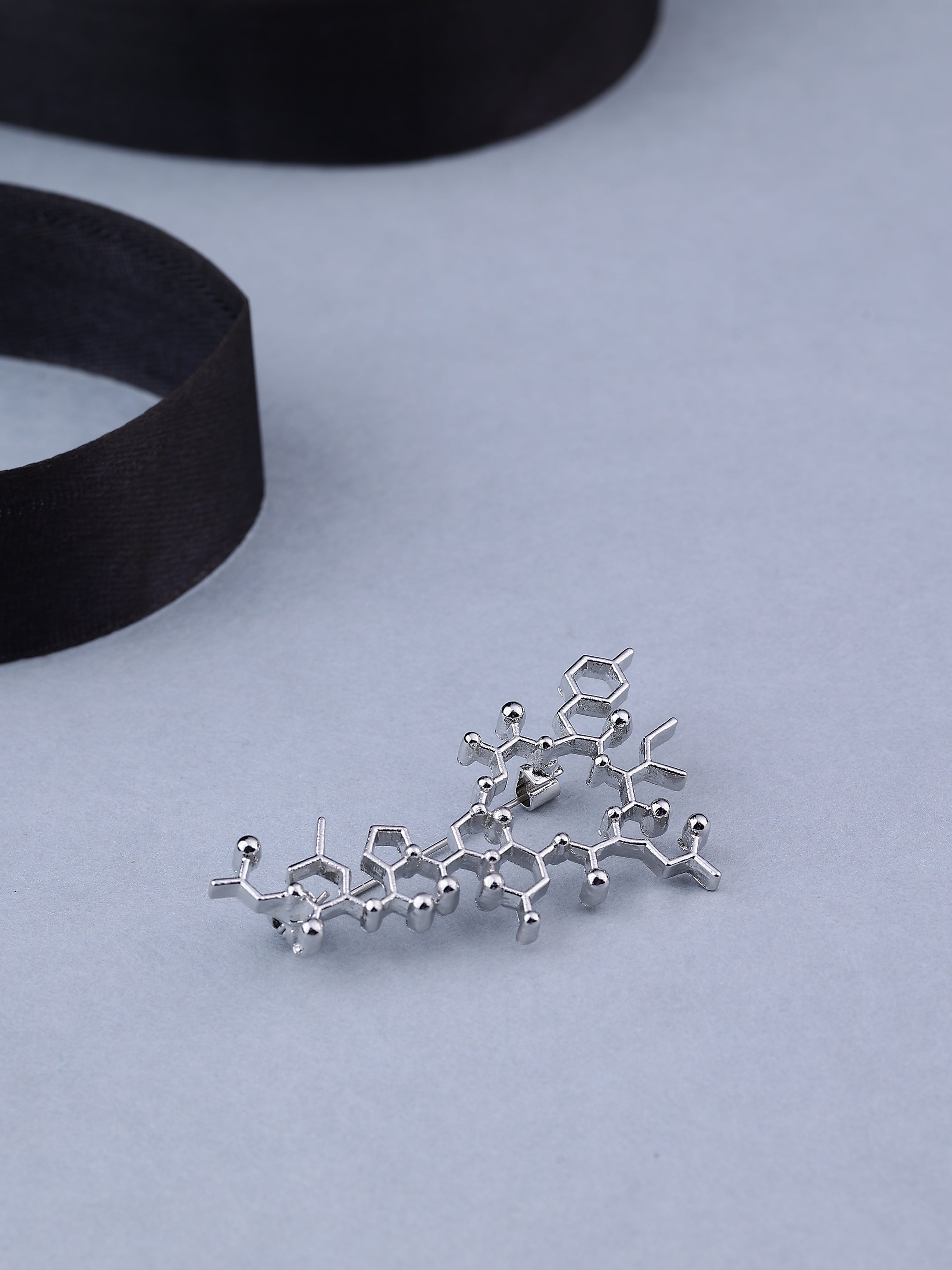Silver-Toned Chemical Molecule Brooch