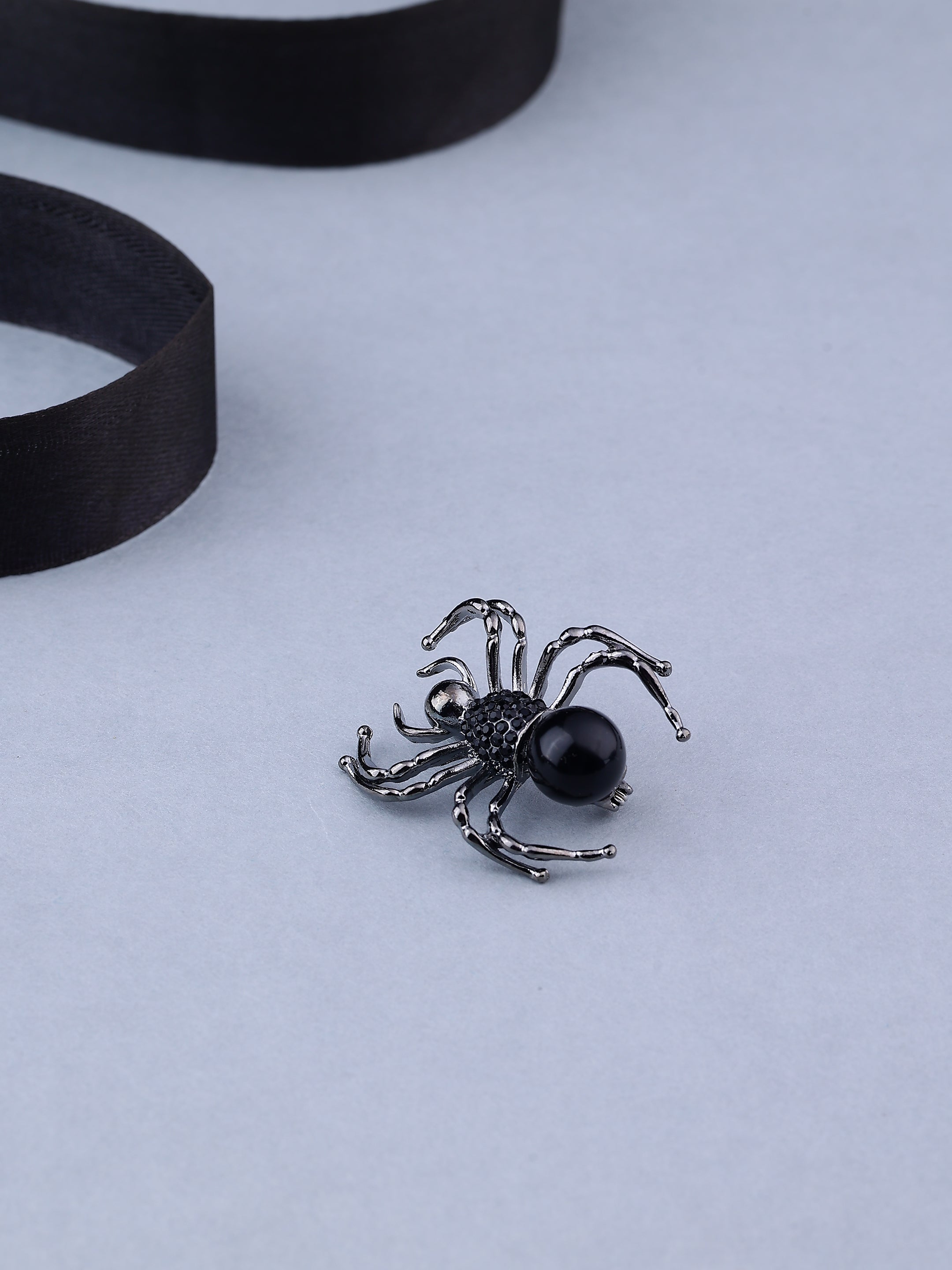 Gunmetal Spider Brooch