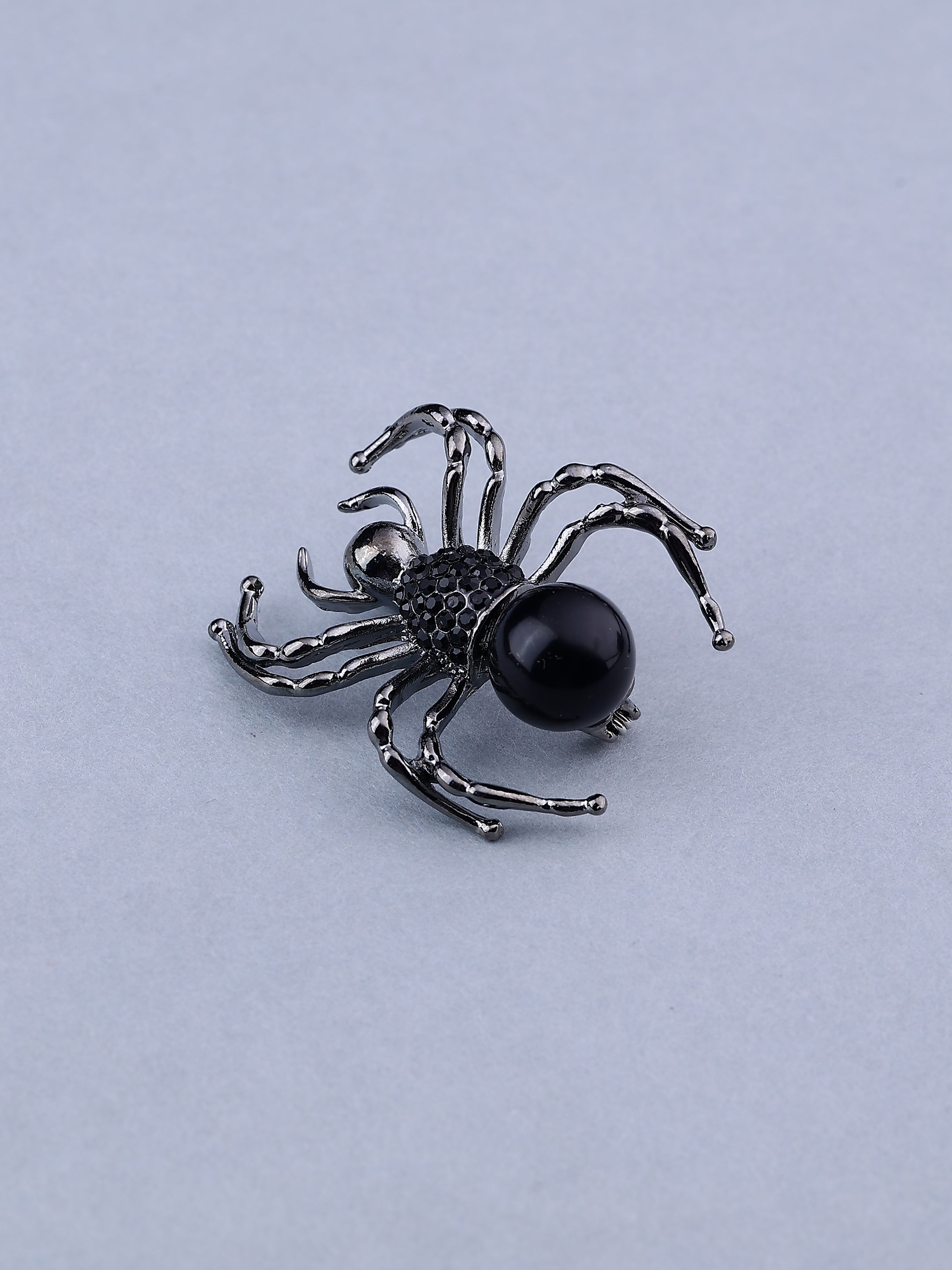 Gunmetal Spider Brooch