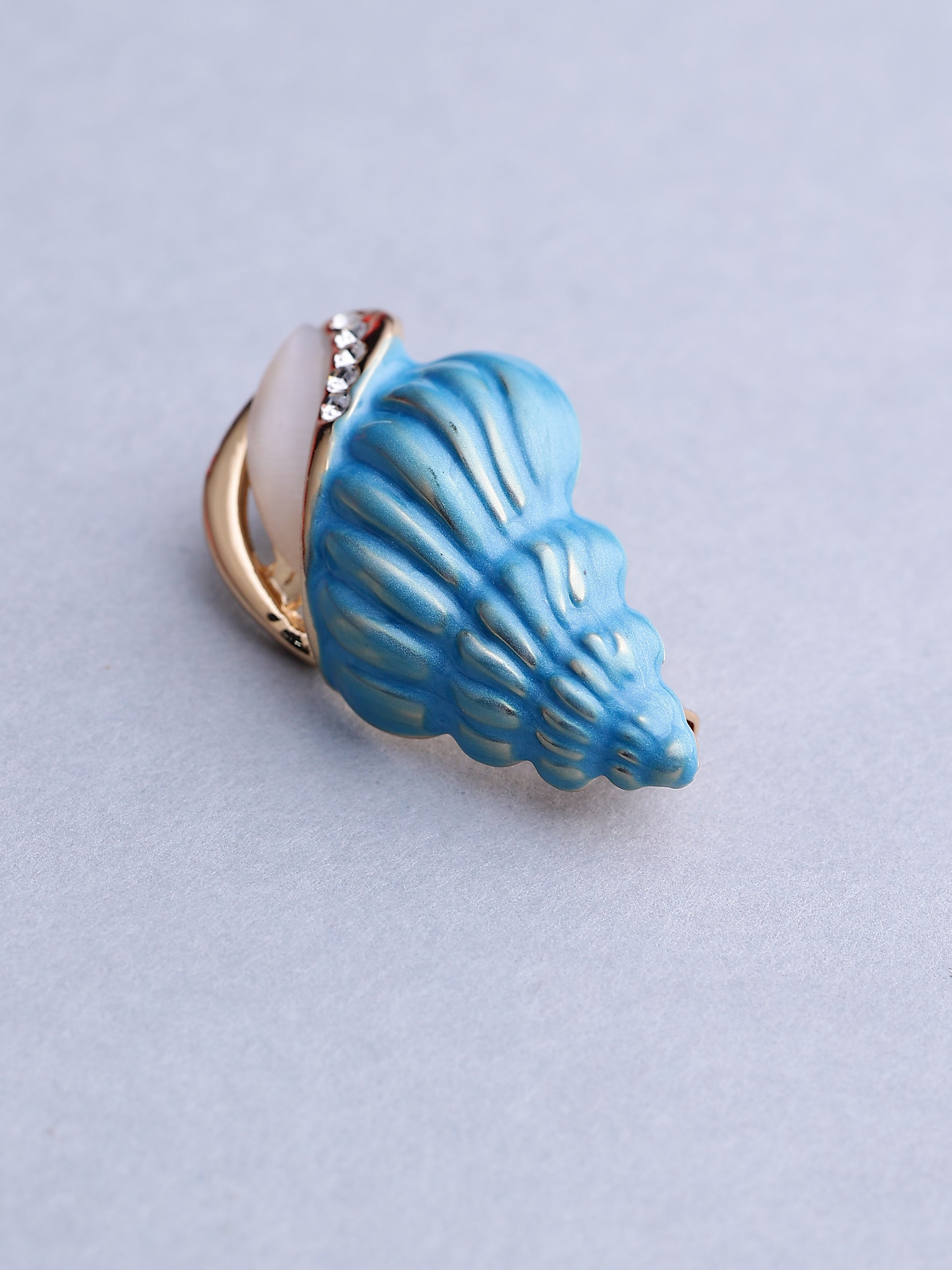 Blue Seashell Brooch Pin