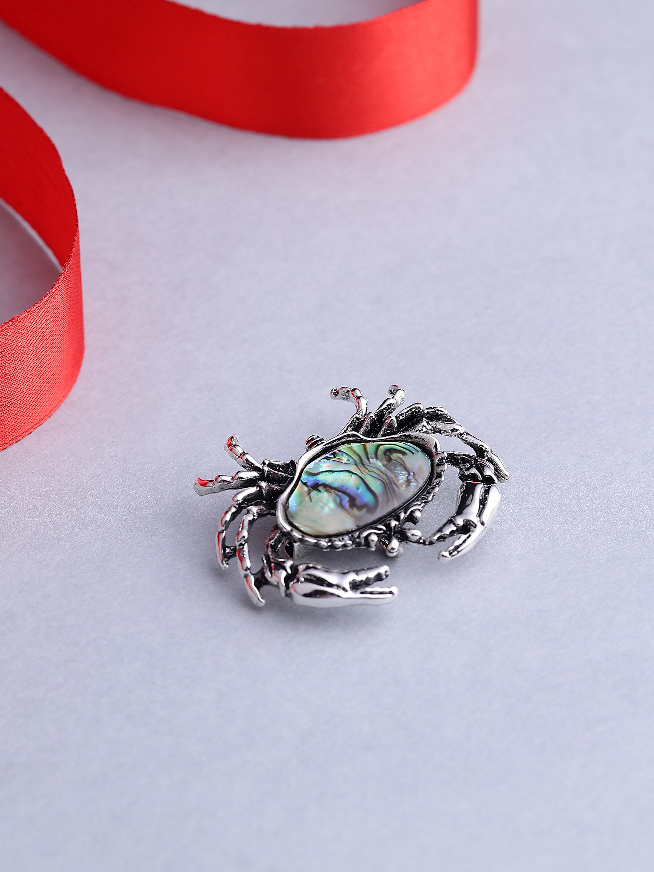 Silver Crab Brooch