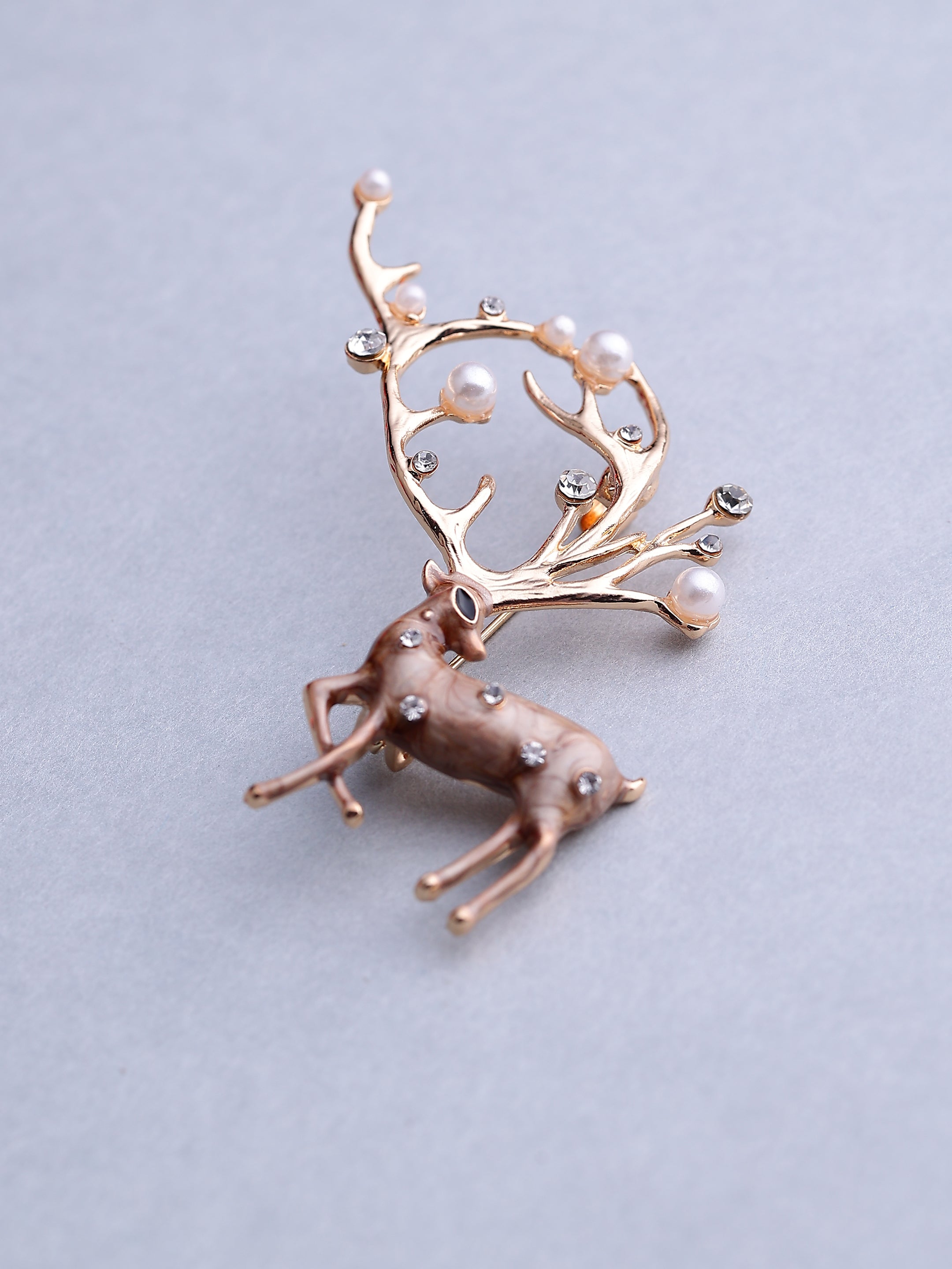 Gold-Tone Deer Brooch
