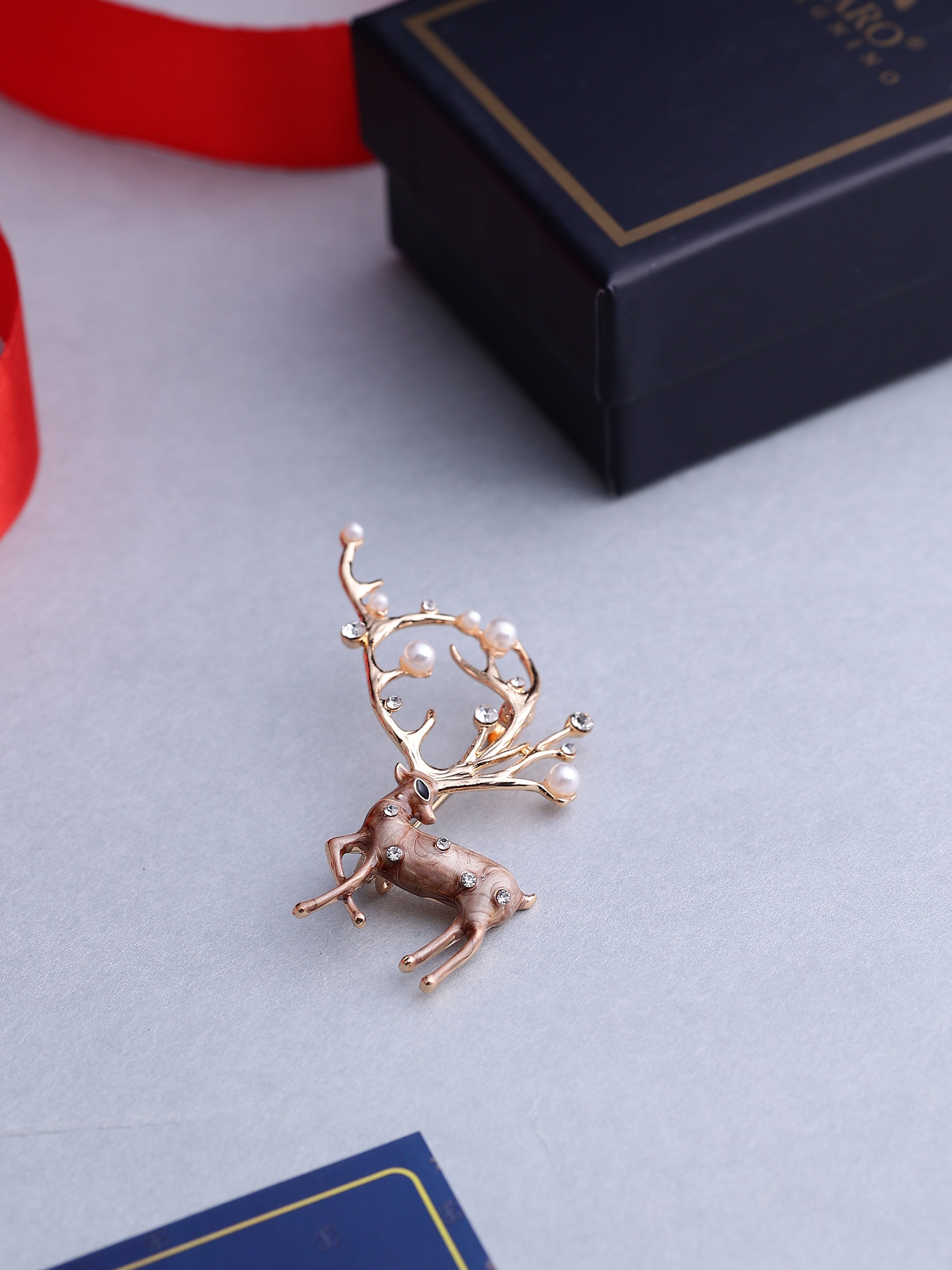 Gold-Tone Deer Brooch