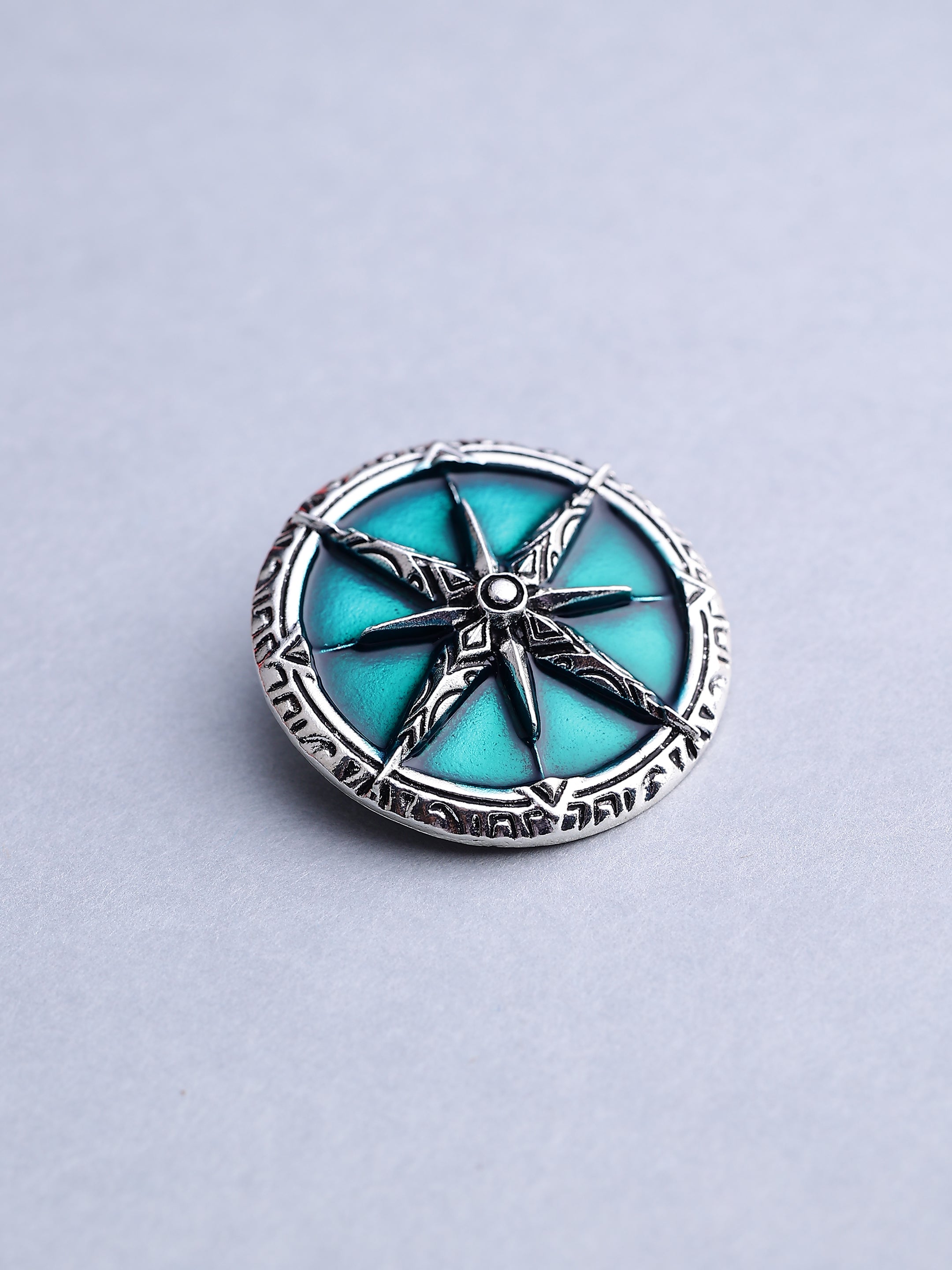 Silver Compass Rose Brooch