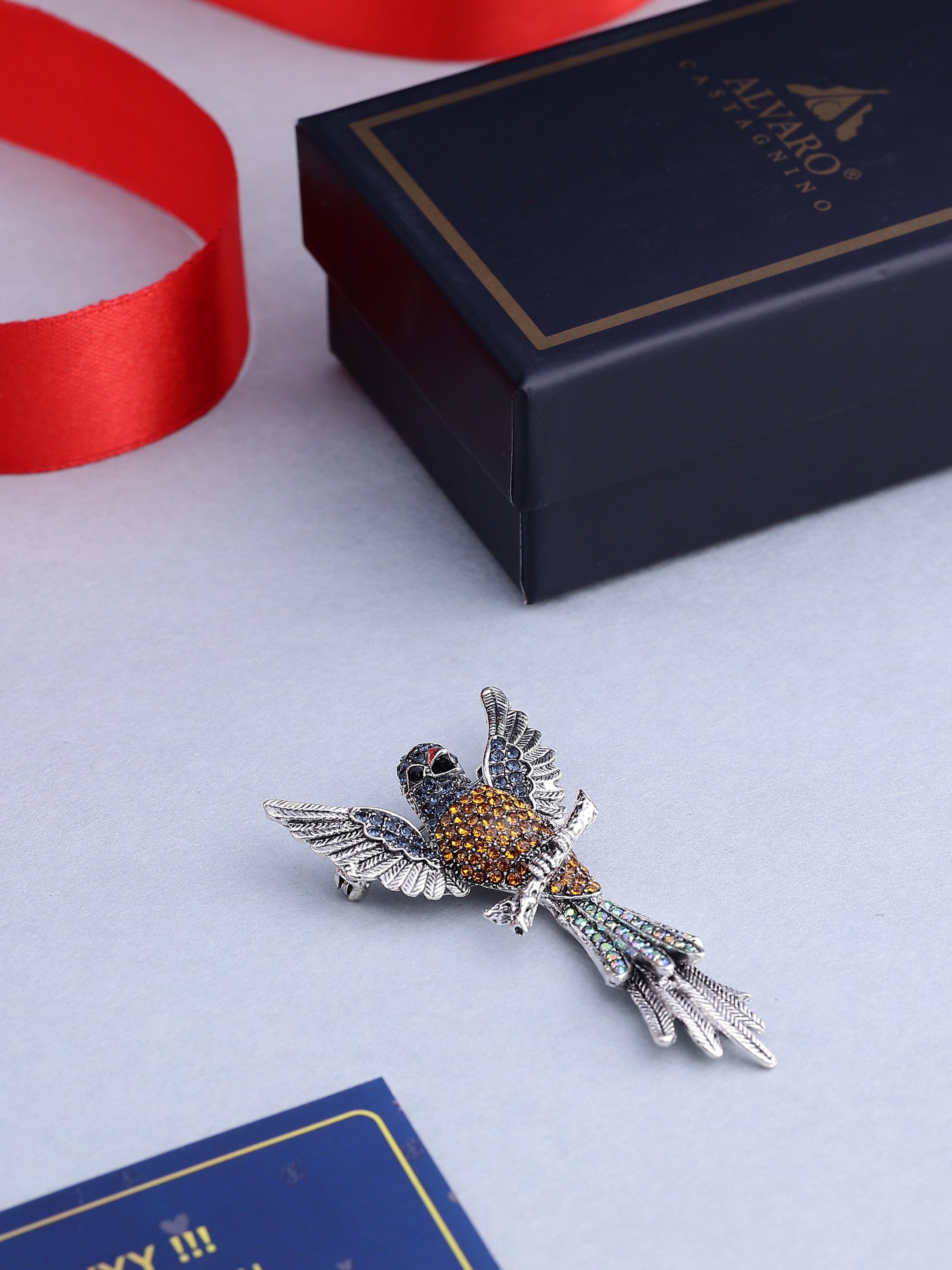 Crystal Bird Lapel Brooch
