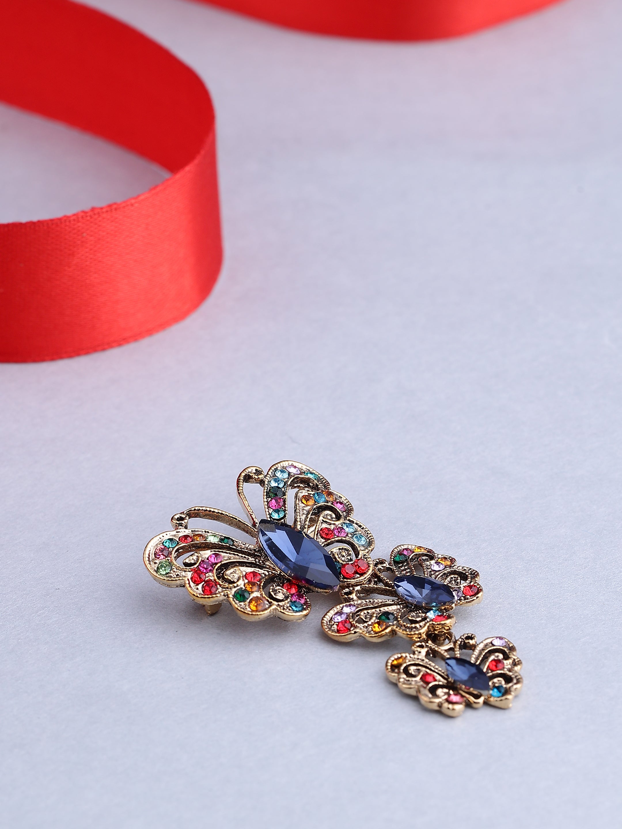 Multicolor Butterfly Crystal Brooch