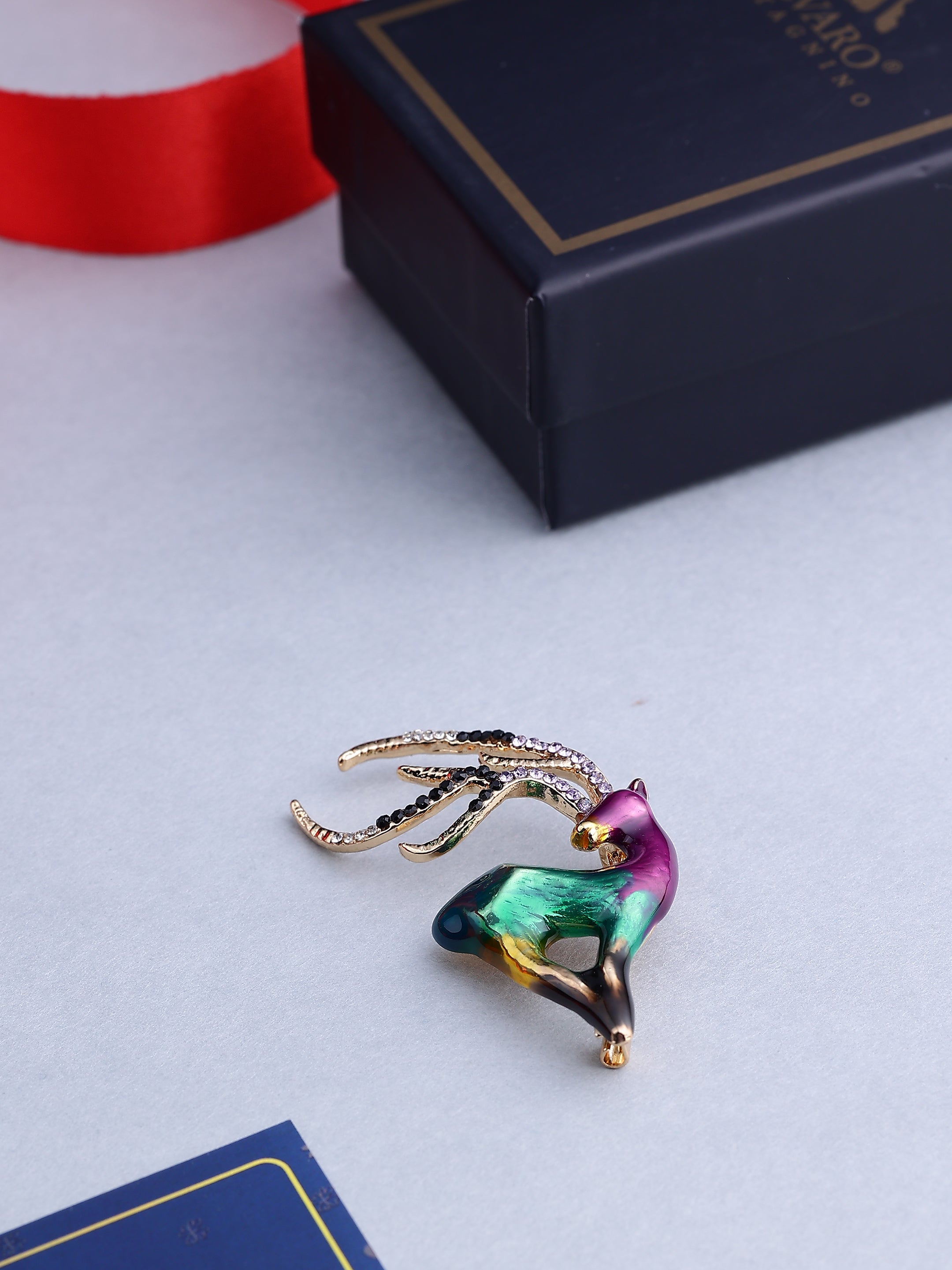Enamel Deer Brooch