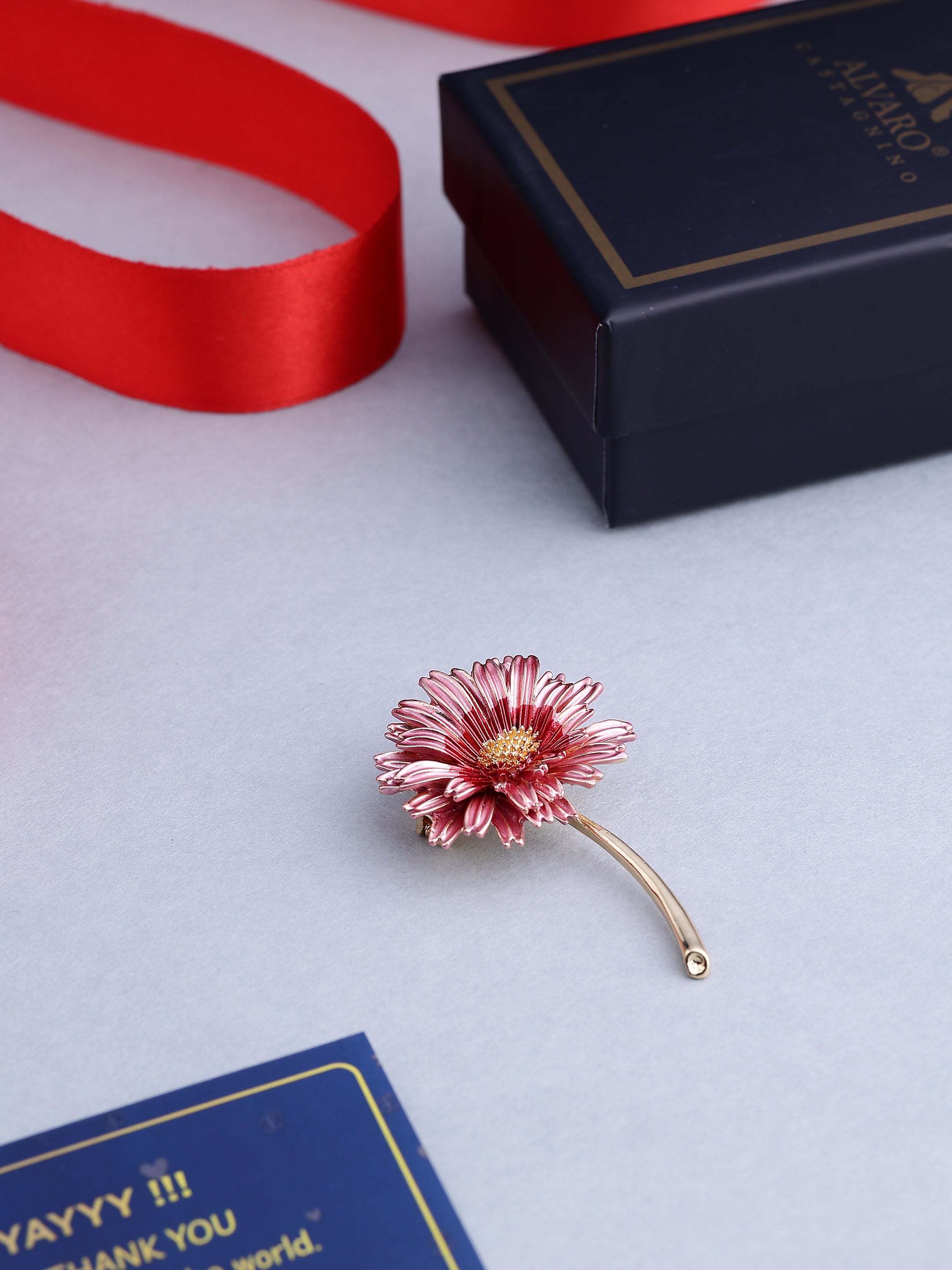 Vintage Pink Daisy Flower Brooch