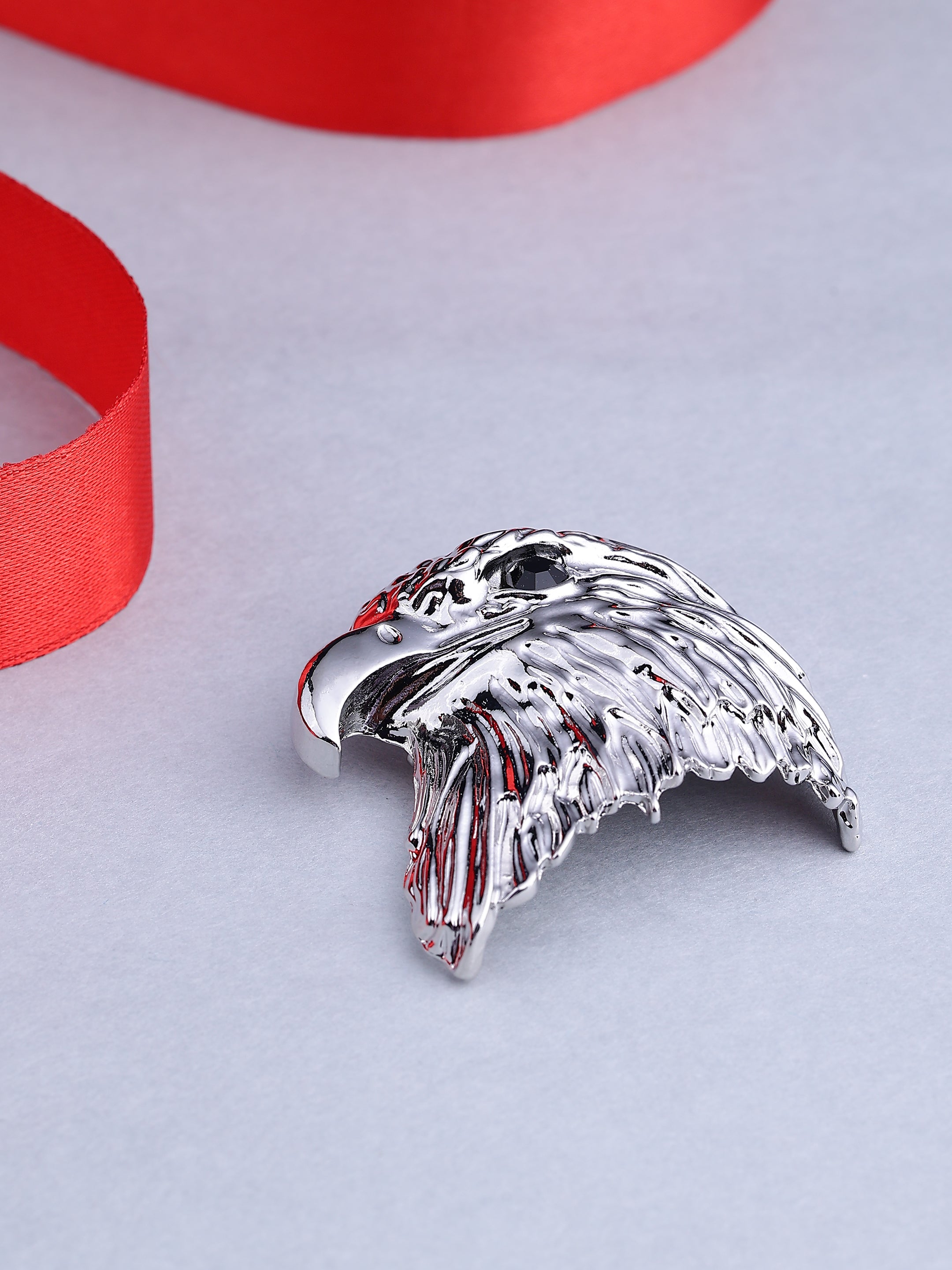Silver-Tone Eagle Head Brooch