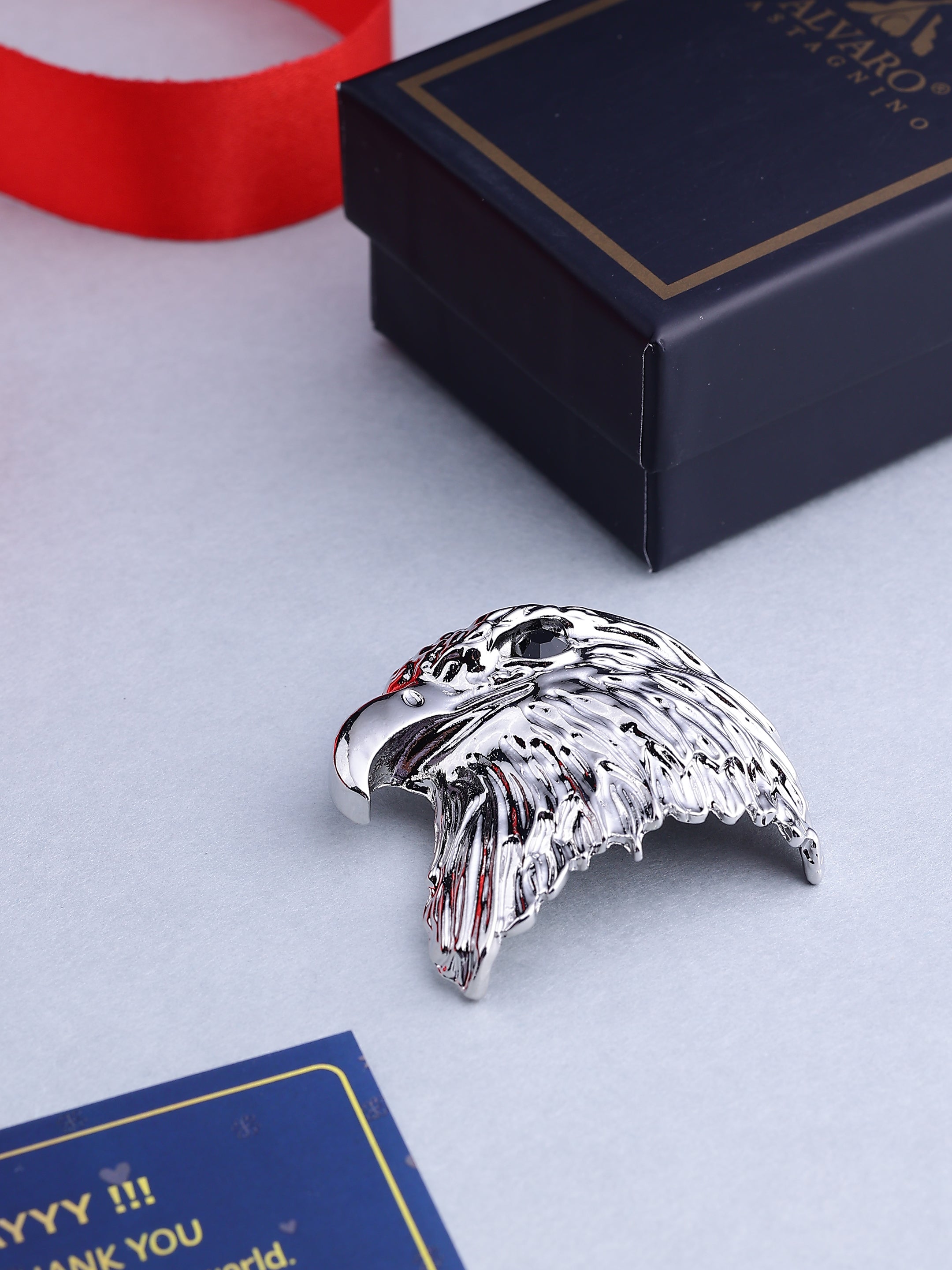 Silver-Tone Eagle Head Brooch