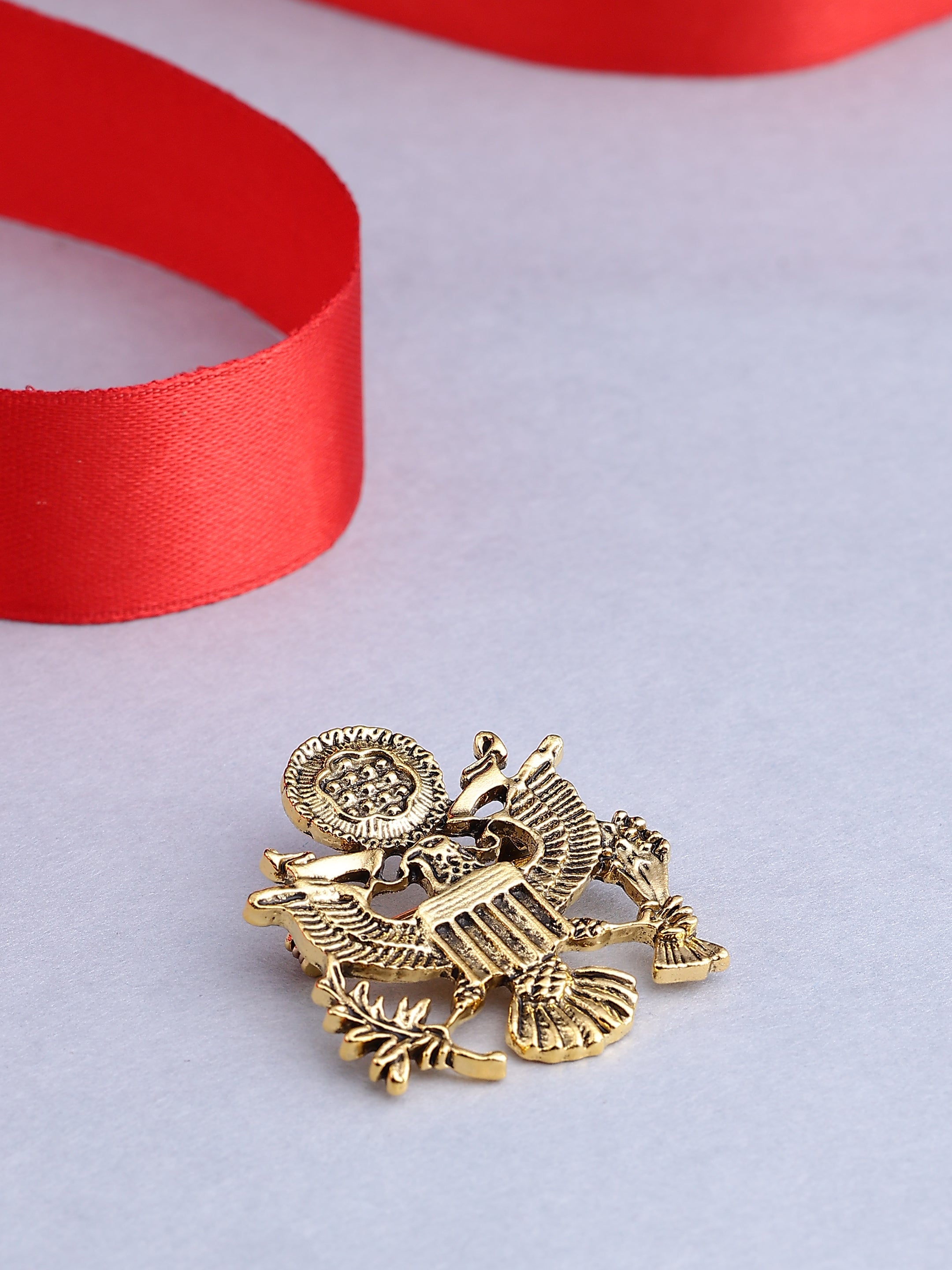 Gold-Tone Eagle Emblem Brooch