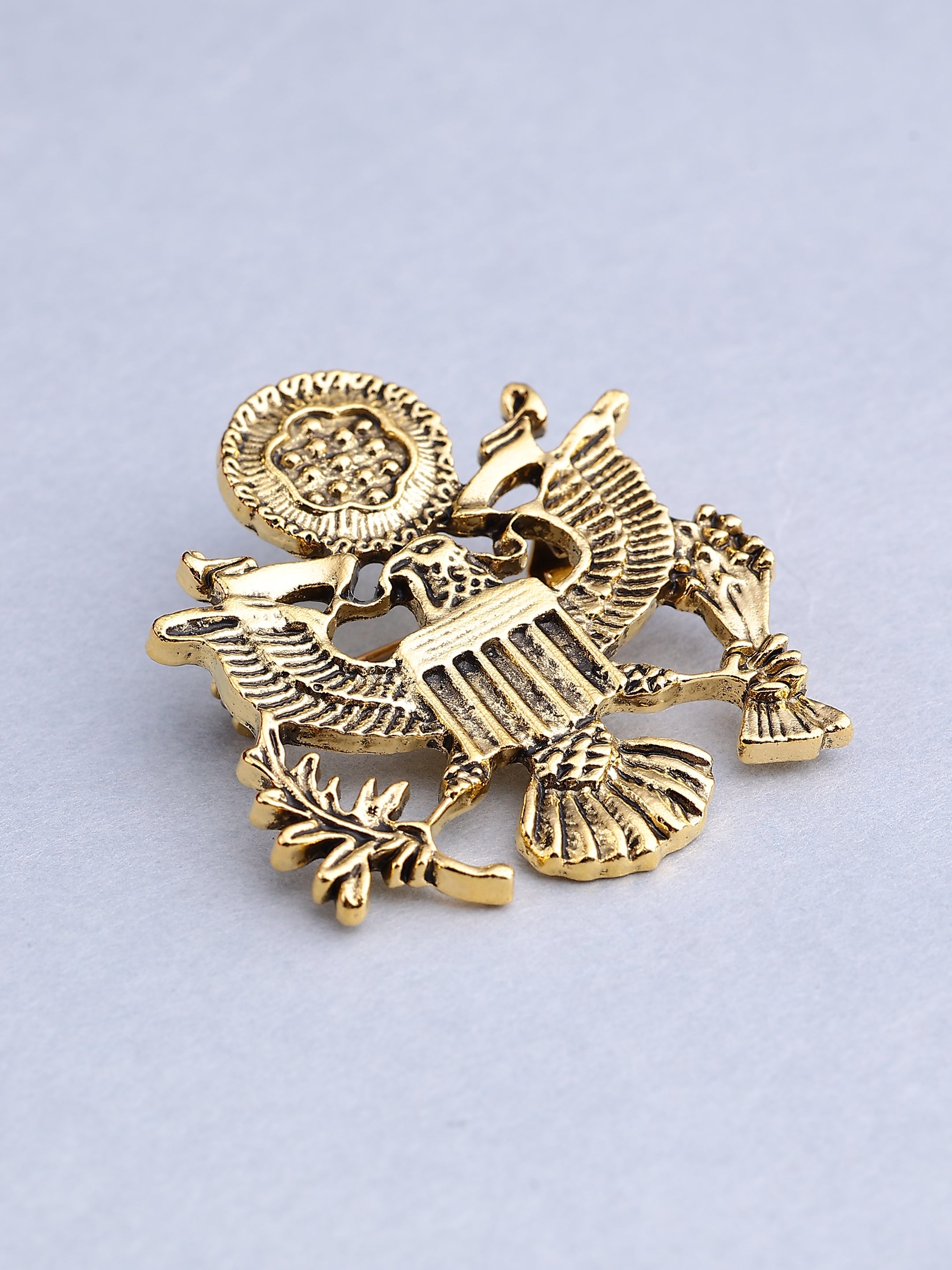 Gold-Tone Eagle Emblem Brooch