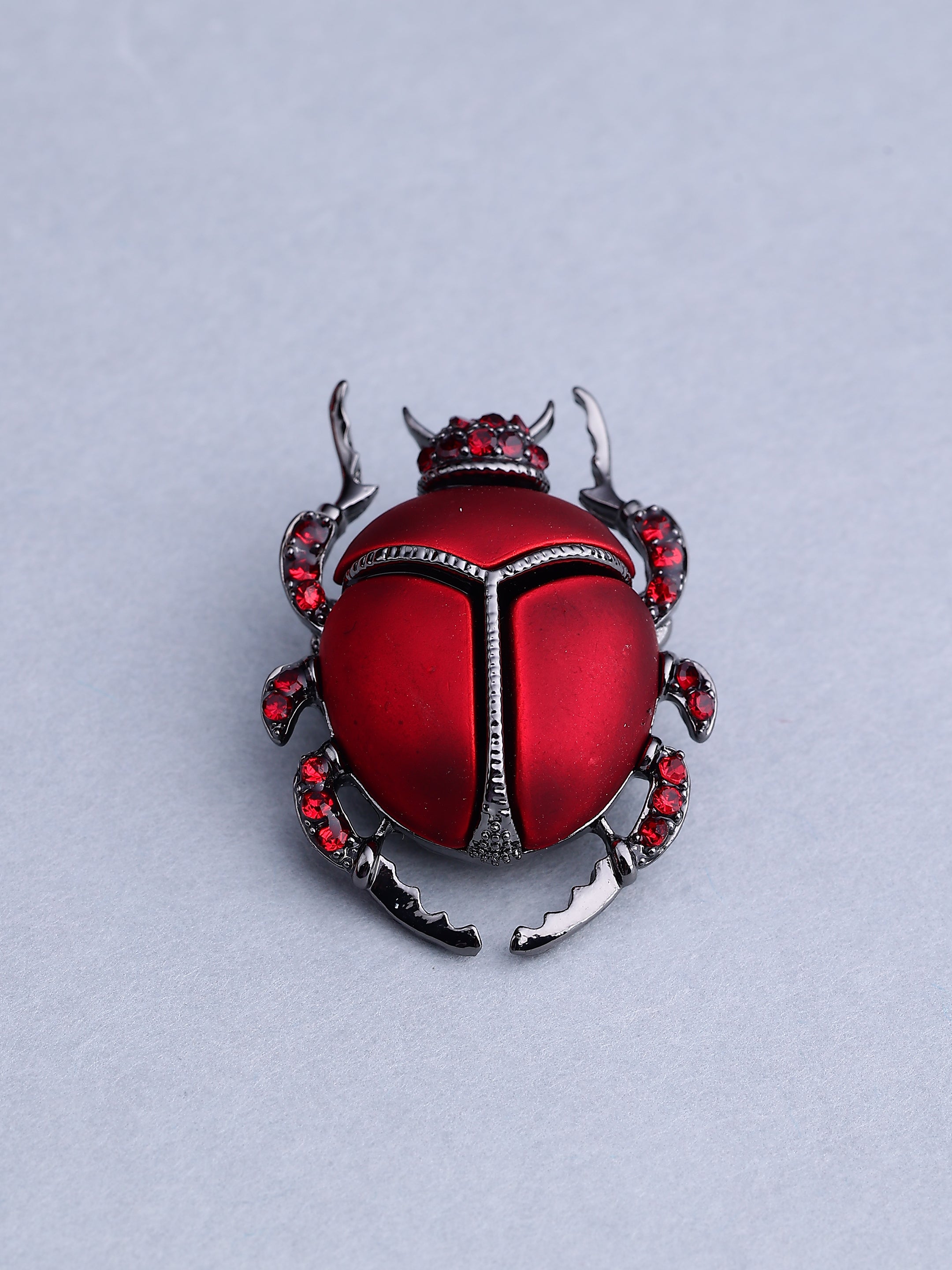 Crimson Scarab Beetle Brooch