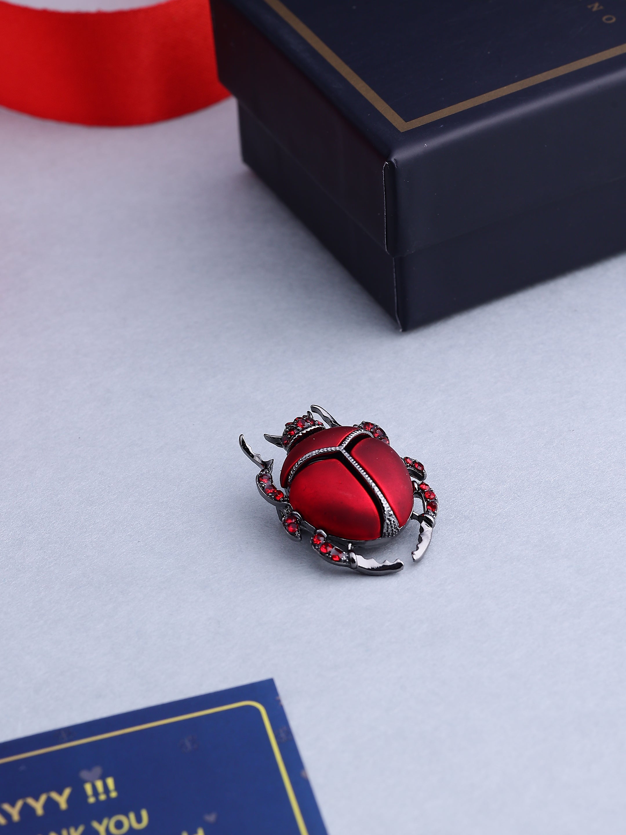 Crimson Scarab Beetle Brooch