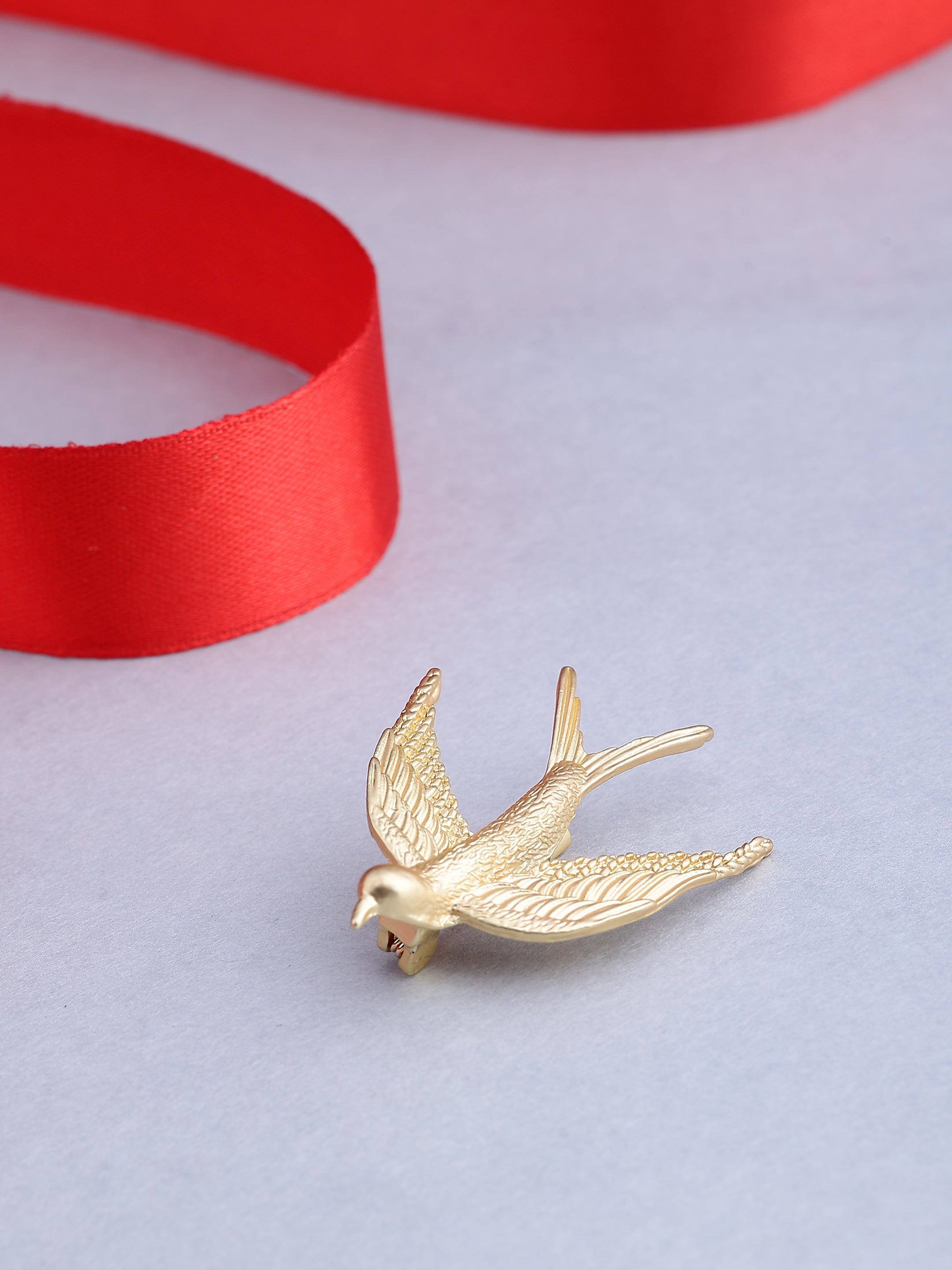 Golden Swallow in Flight Brooch