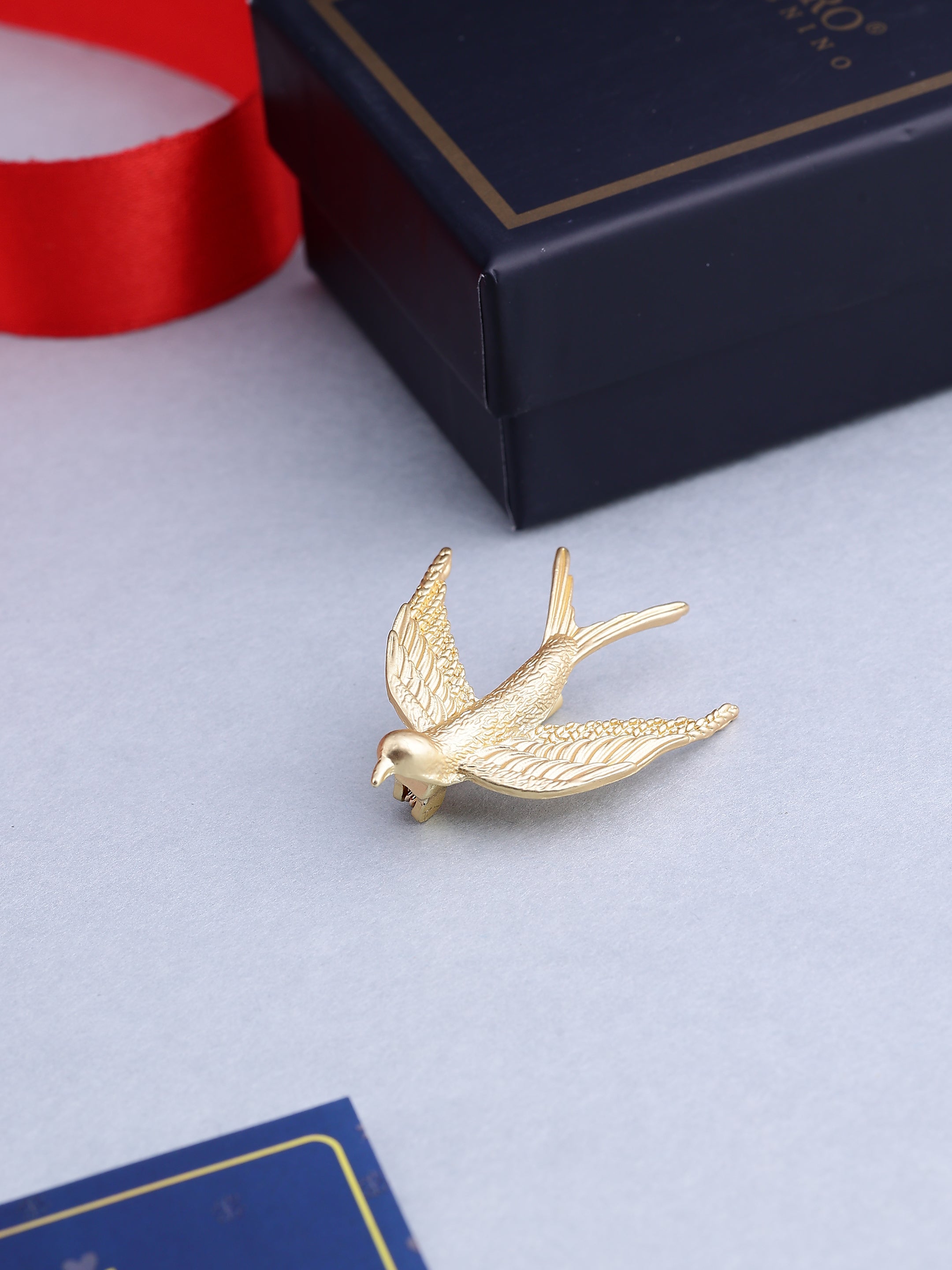 Golden Swallow in Flight Brooch