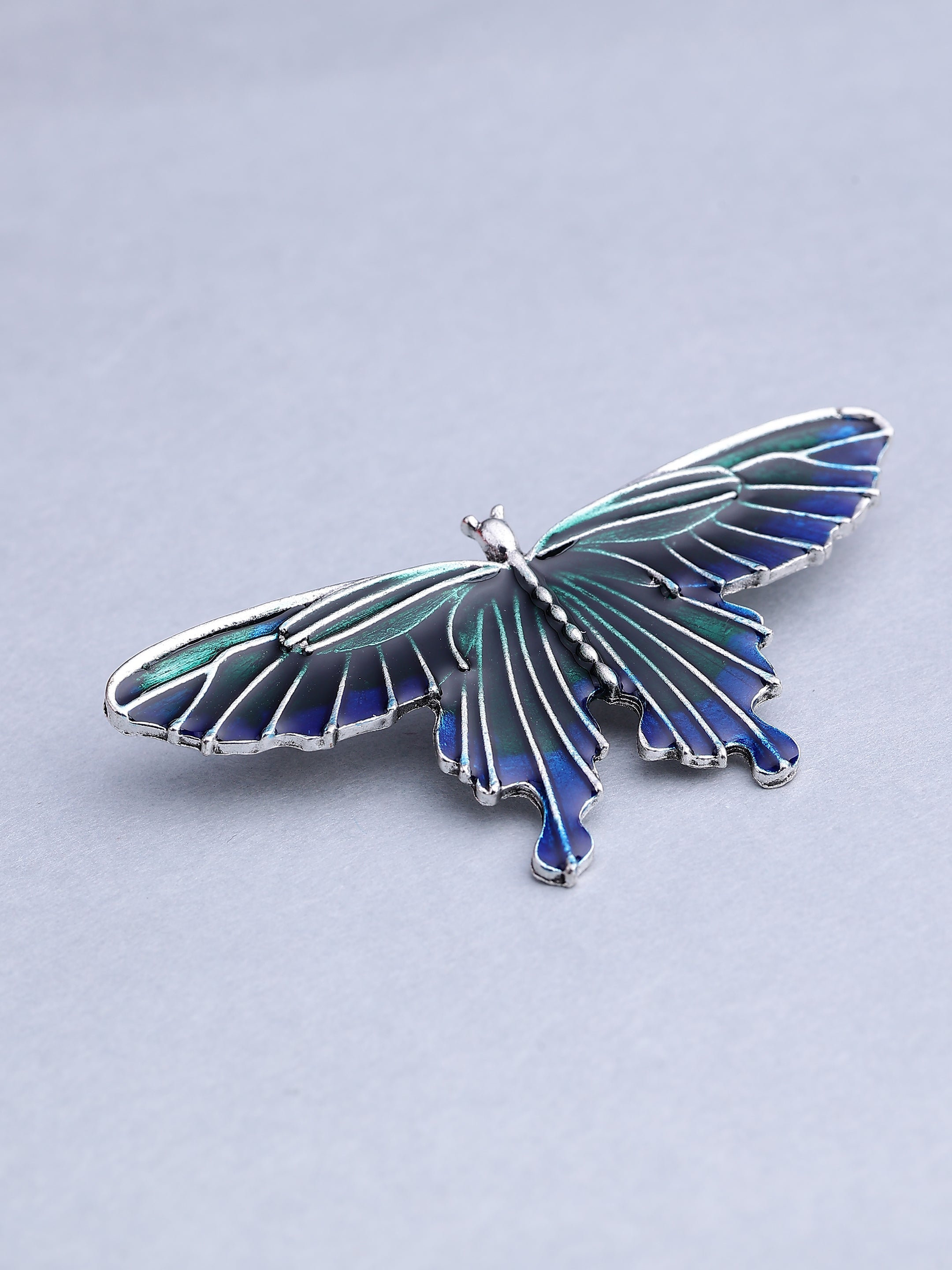 Ethereal Teal and Cobalt Butterfly Brooch