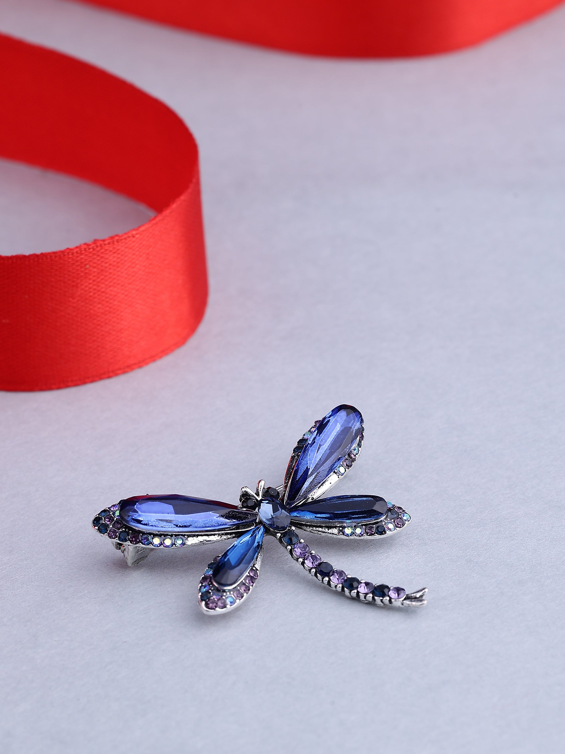 Majestic Crystal Dragonfly Brooch