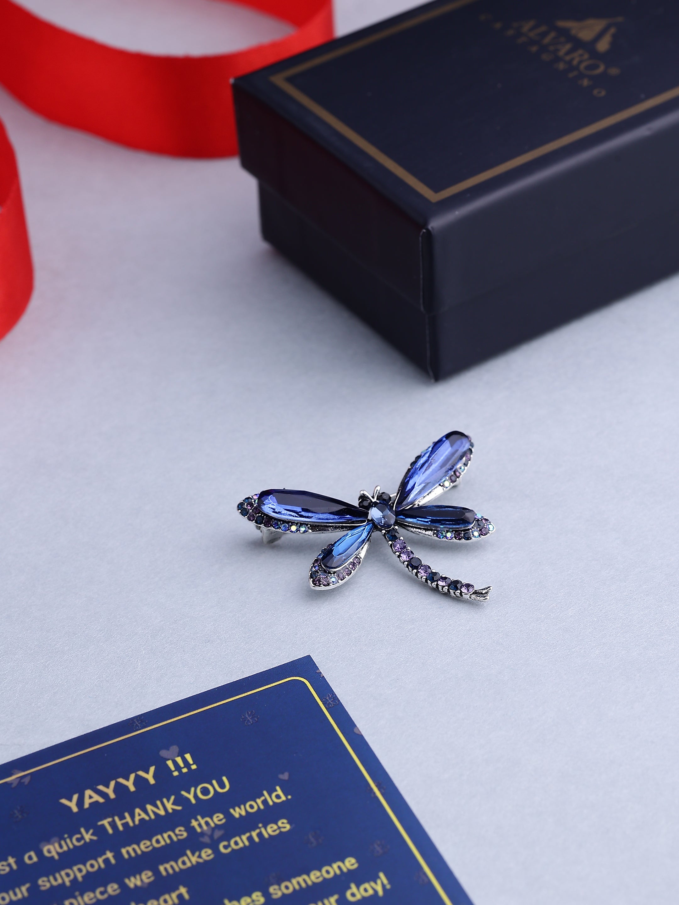 Majestic Crystal Dragonfly Brooch