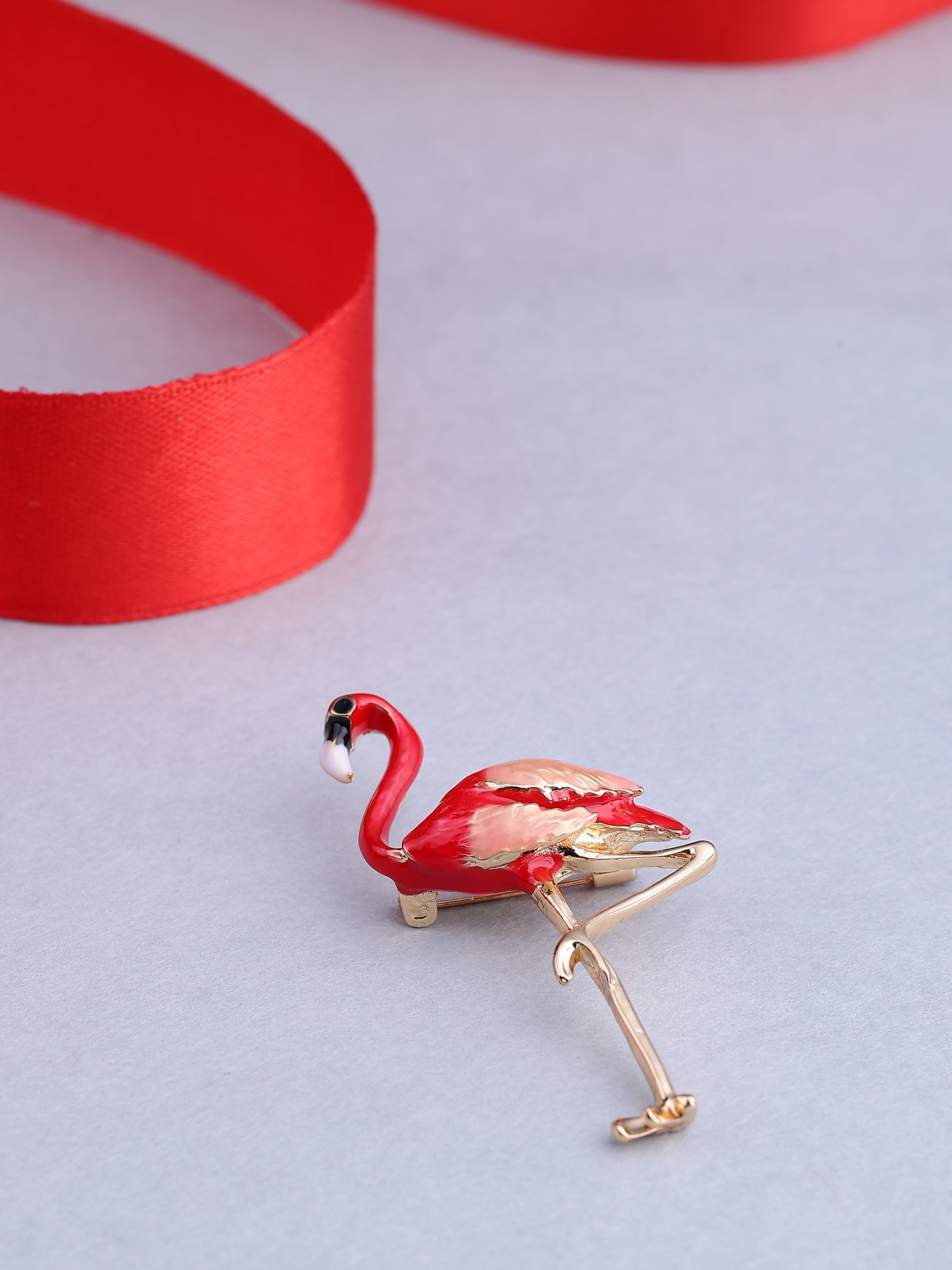 Tropical Red Flamingo Brooch