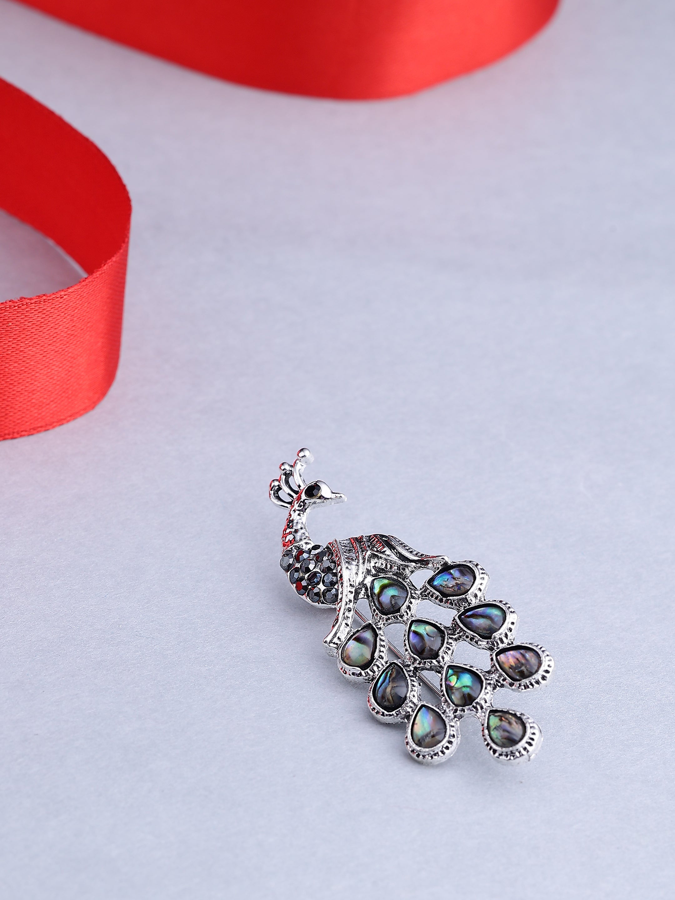 Vintage Abalone Peacock Brooch