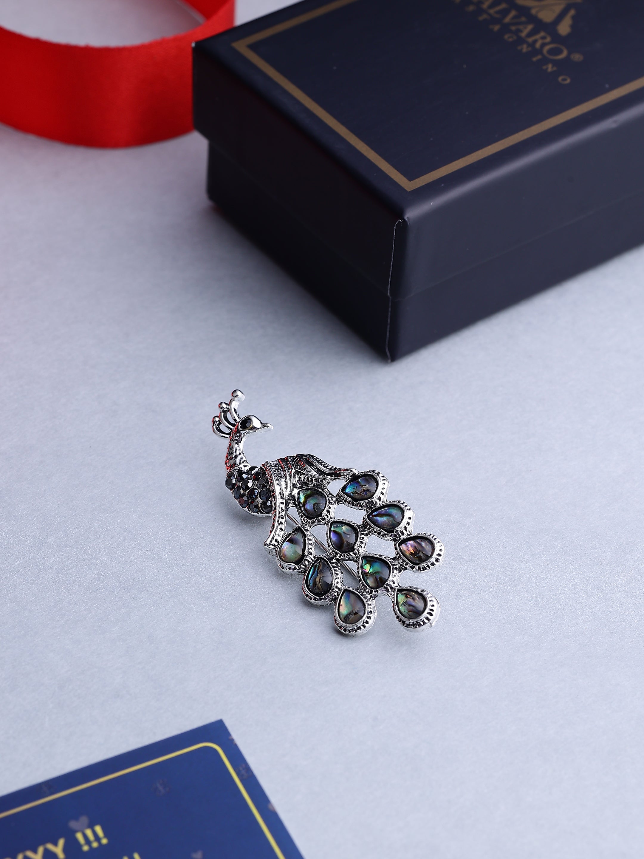 Vintage Abalone Peacock Brooch