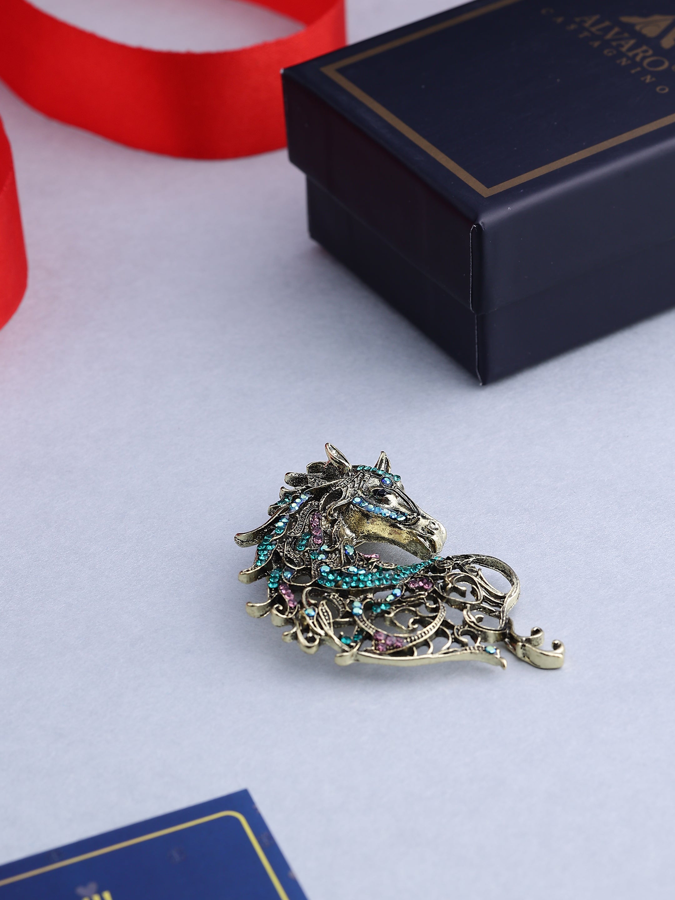 Vintage Filigree Horse Brooch