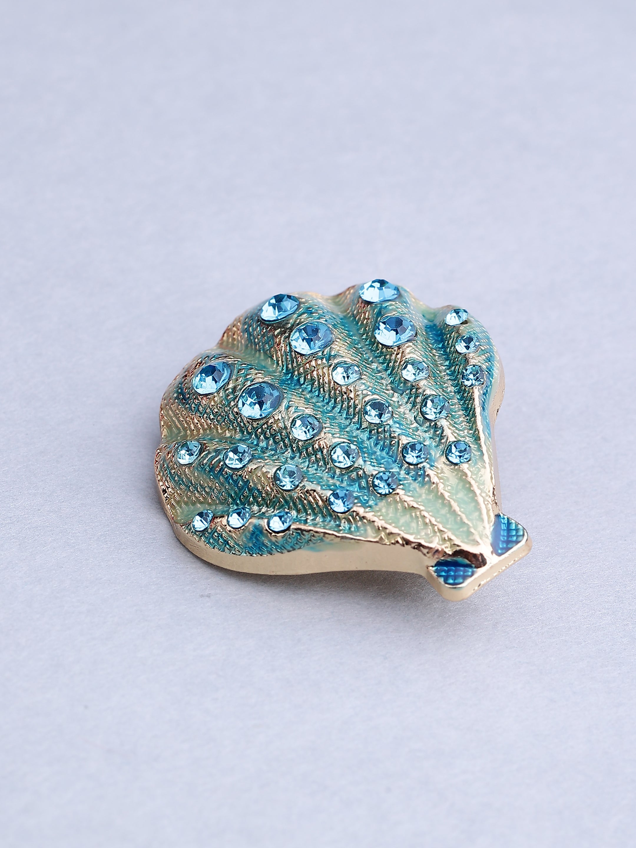 Elegant Leaf Crystal Brooch