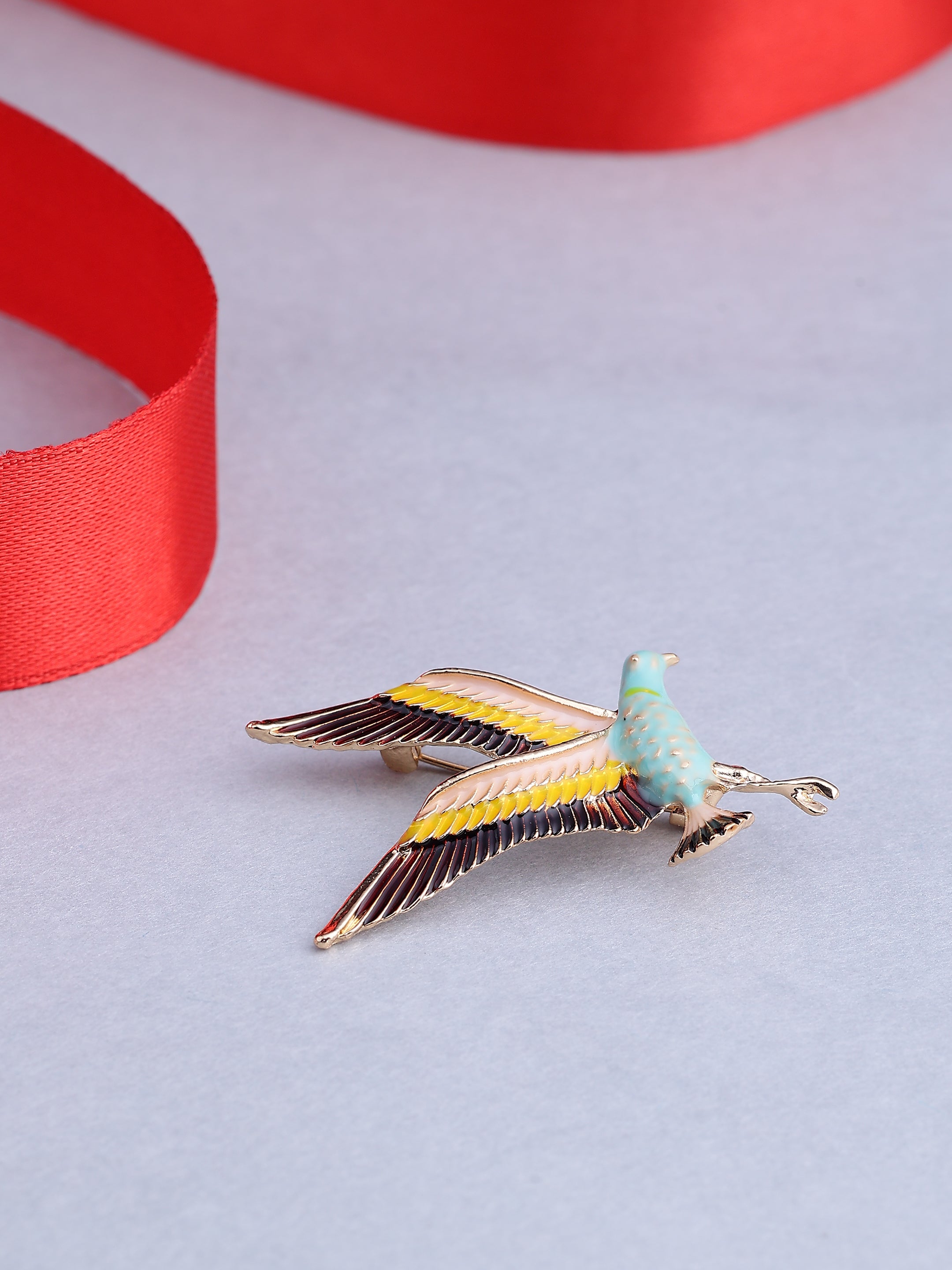 Elegant Flying Bird Enamel Brooch