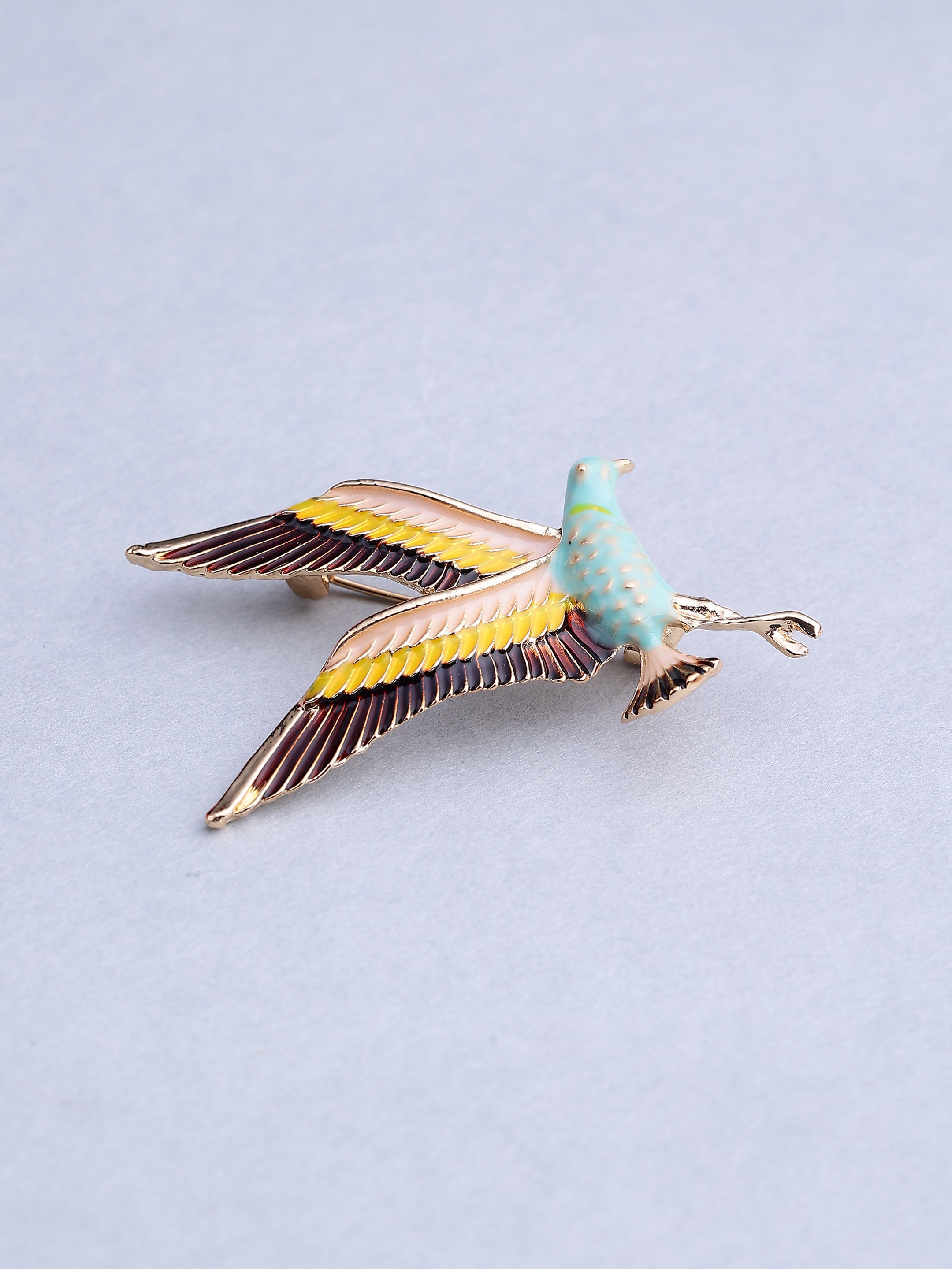 Elegant Flying Bird Enamel Brooch
