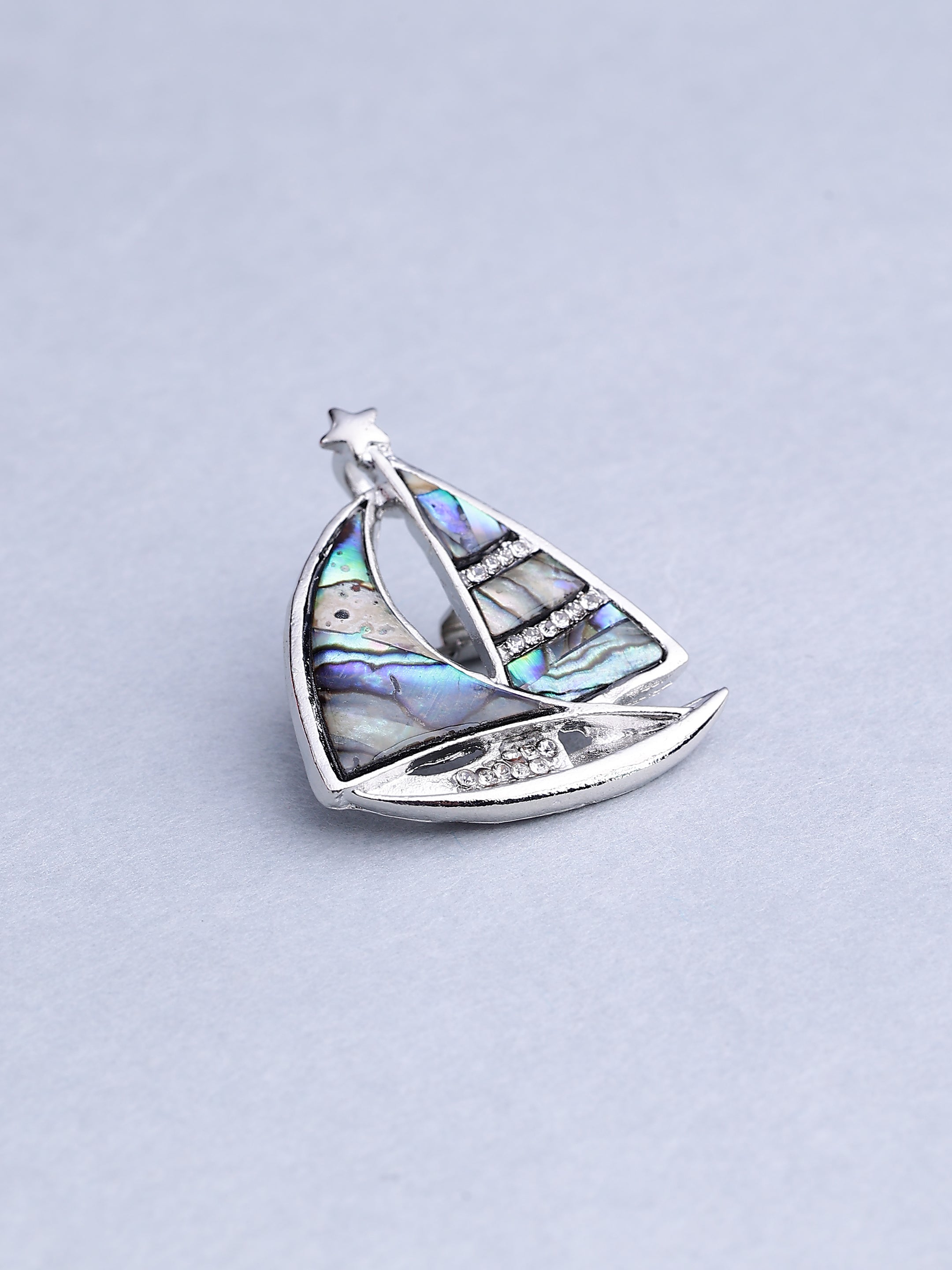 Elegant Sailboat Mother of Pearl Brooch