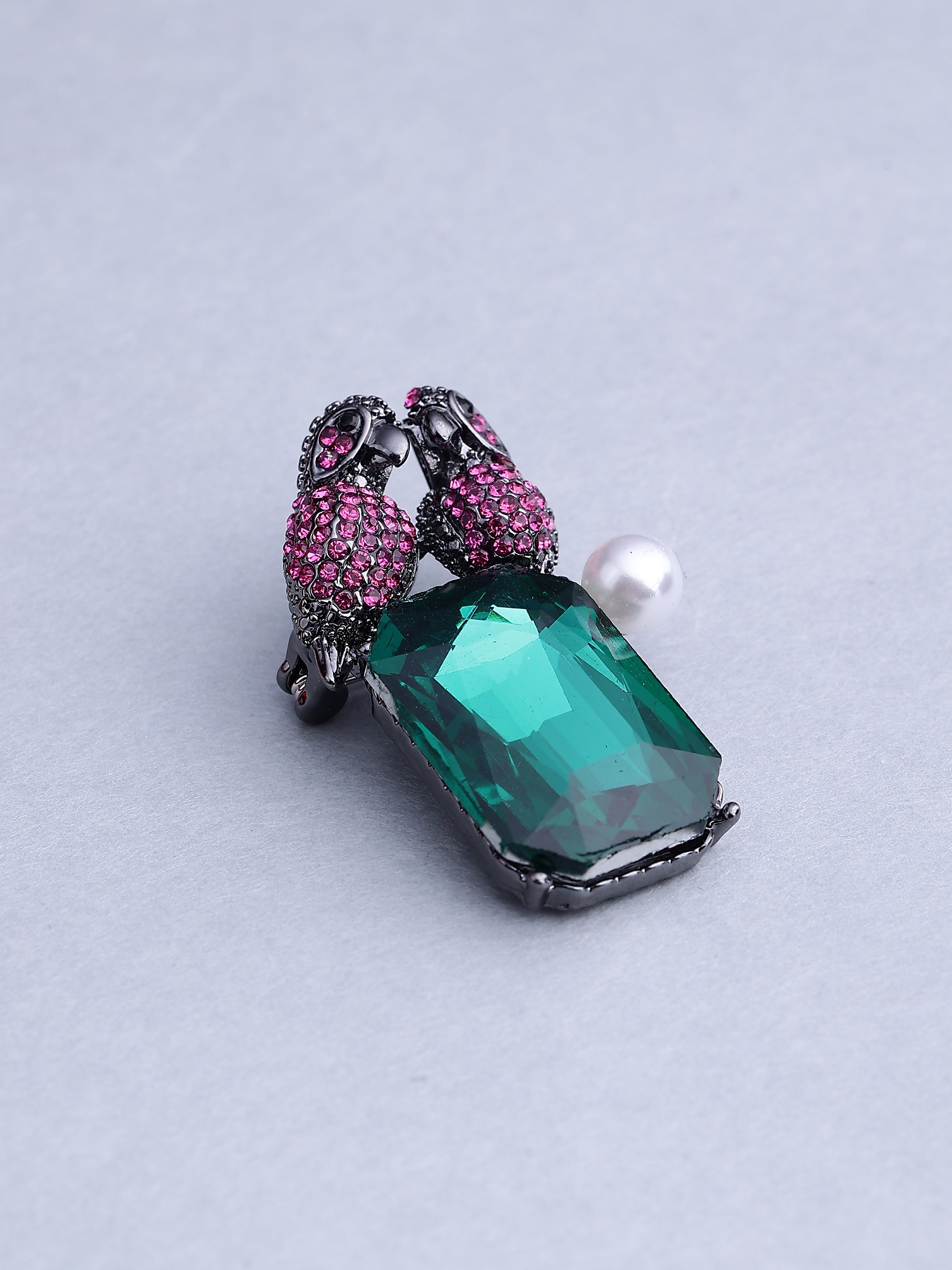 Majestic Crystal Parrot and Pearl Brooch