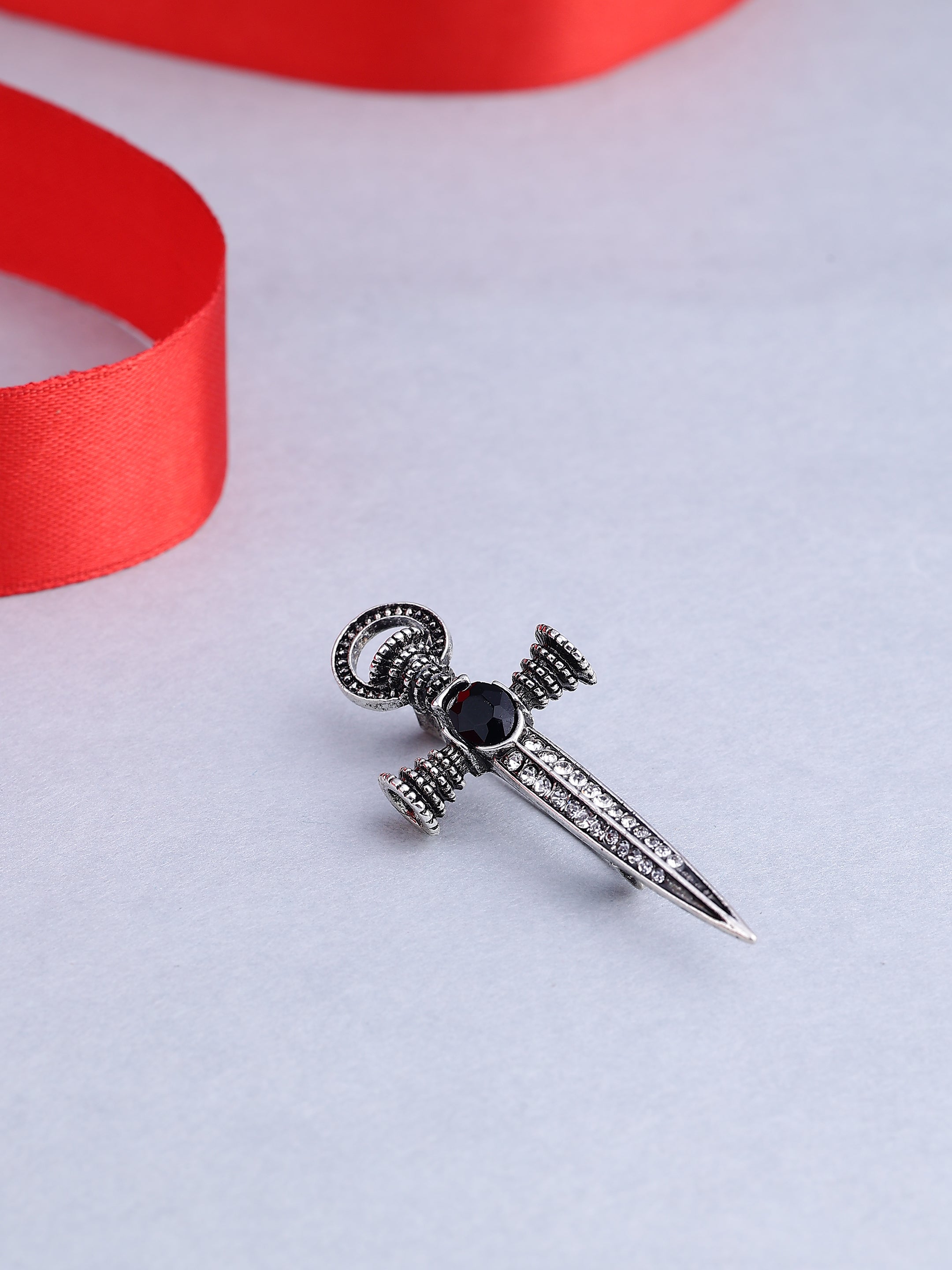 Vintage Crystal Dagger Men's Brooch