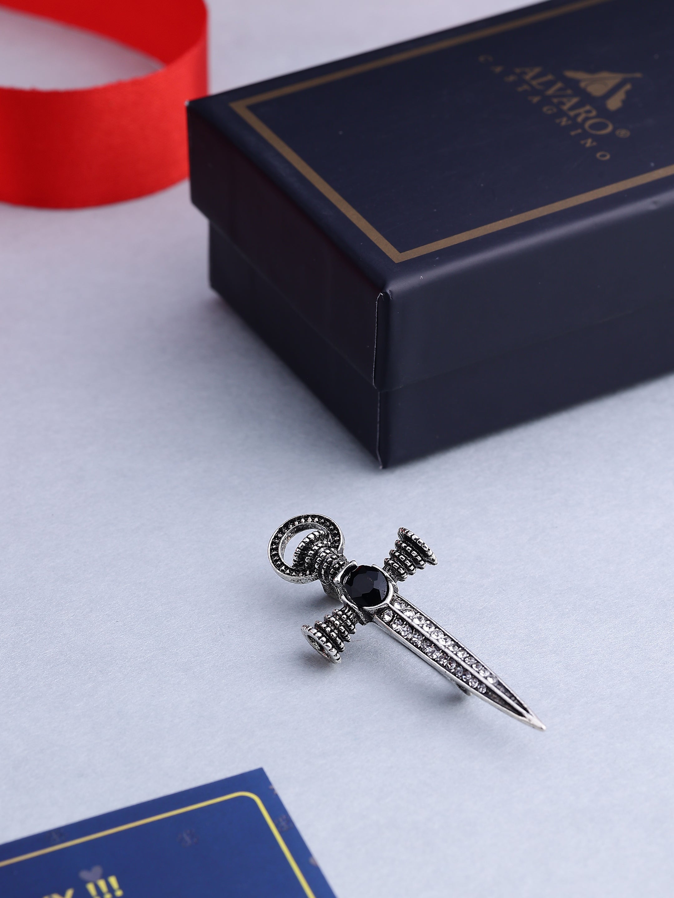 Vintage Crystal Dagger Men's Brooch