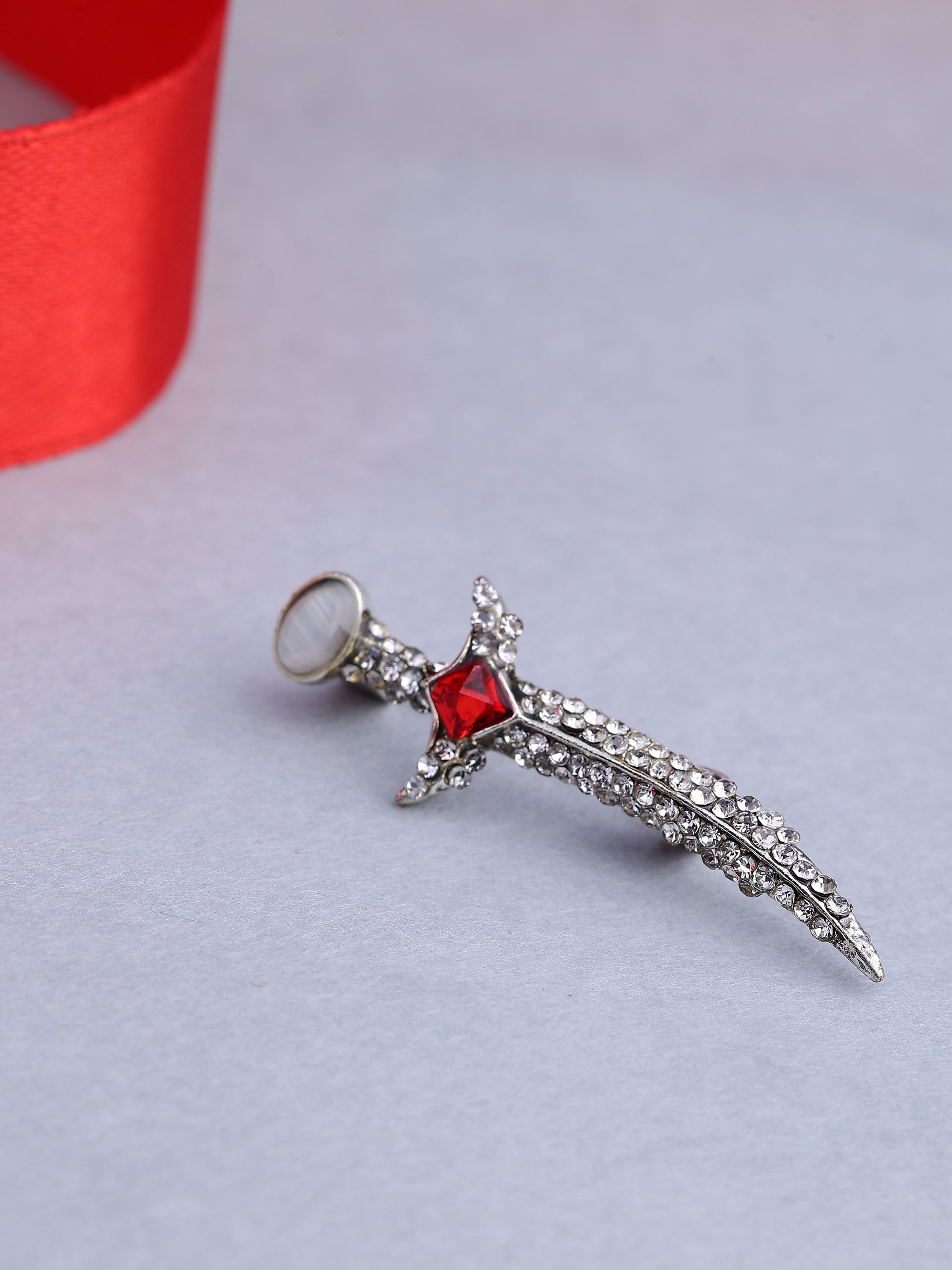 Vintage Crystal Curved Dagger Brooch
