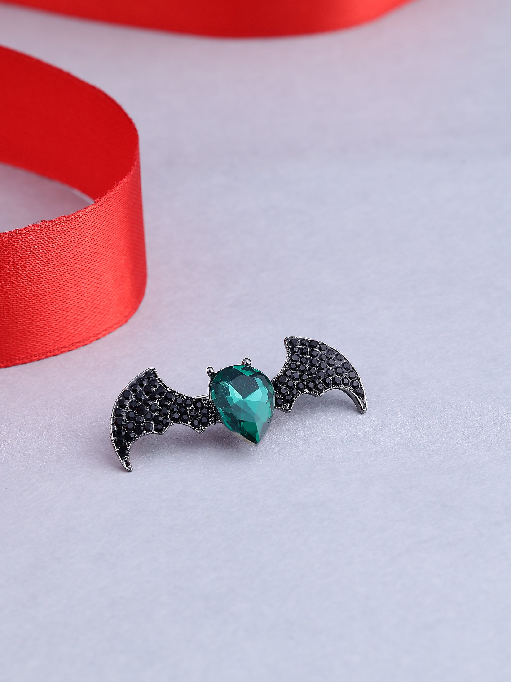 Gothic Crystal Bat Brooch