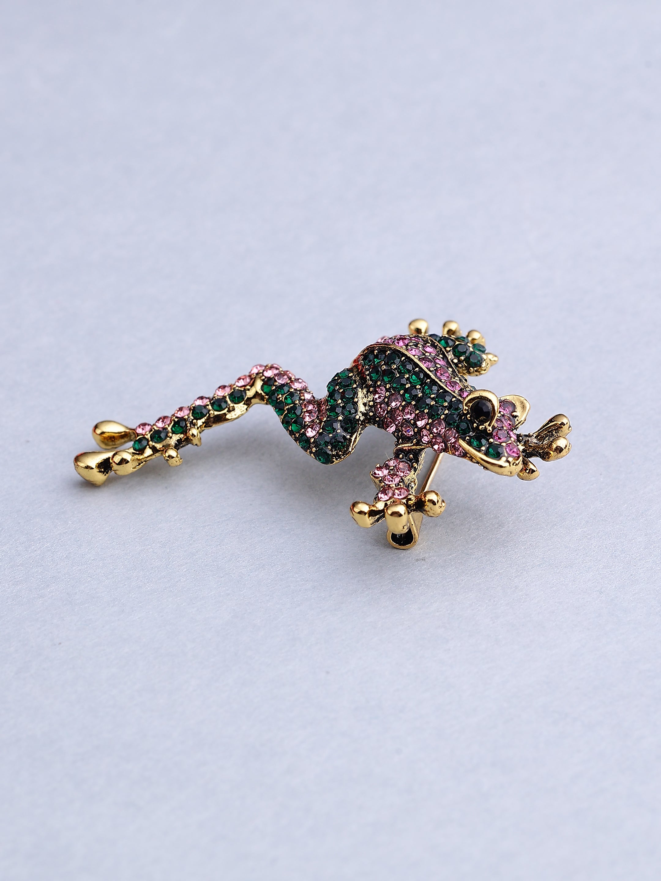 Vintage Crystal Frog Men's Brooch